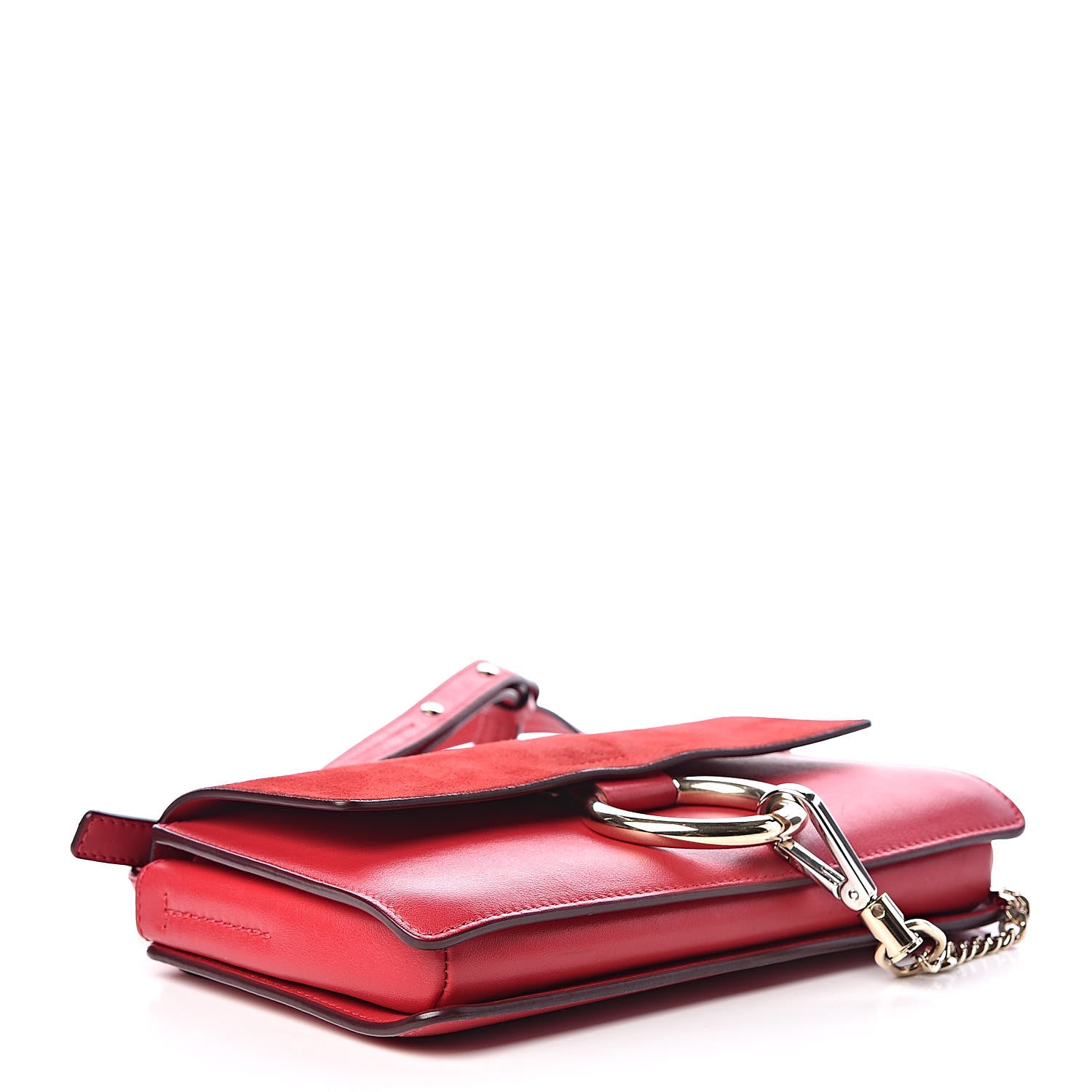 Chloe Suede Calfskin Small Faye Shoulder Bag Tulip Red 4 of 15