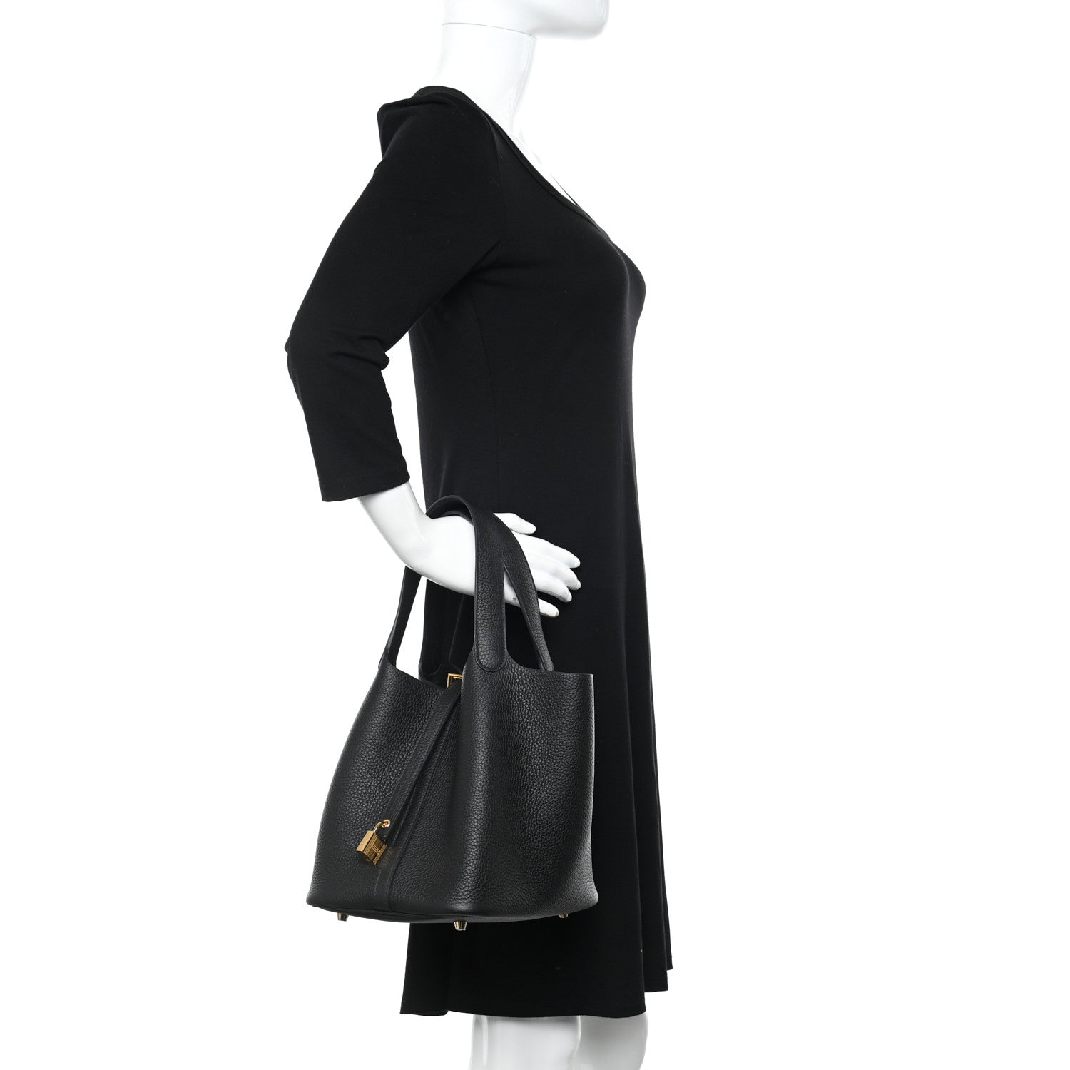 Hermes Taurillon Clemence Picotin Lock 22 MM Black 2 of 9