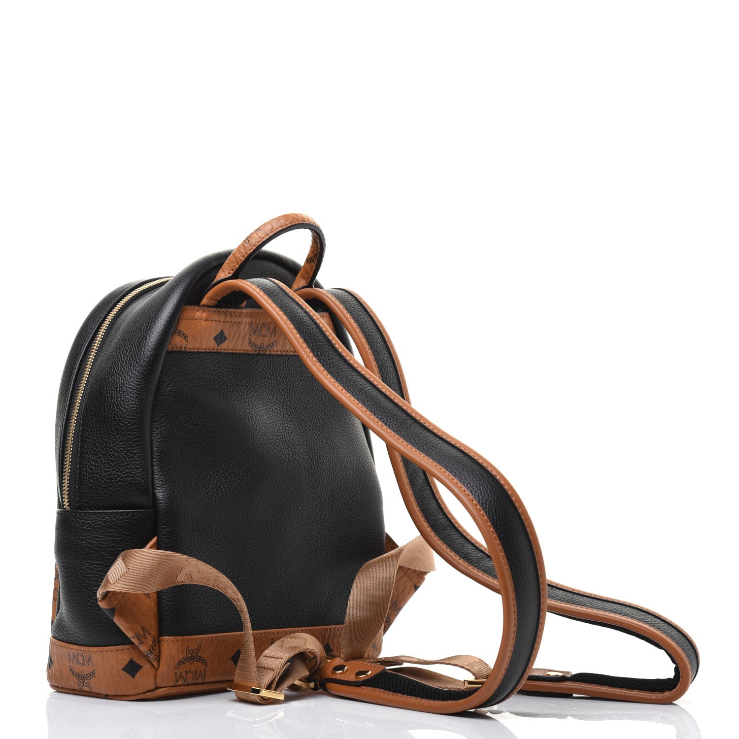 MCM Visetos Calfskin Medium Geonautic Backpack Black Cognac 2 of 19