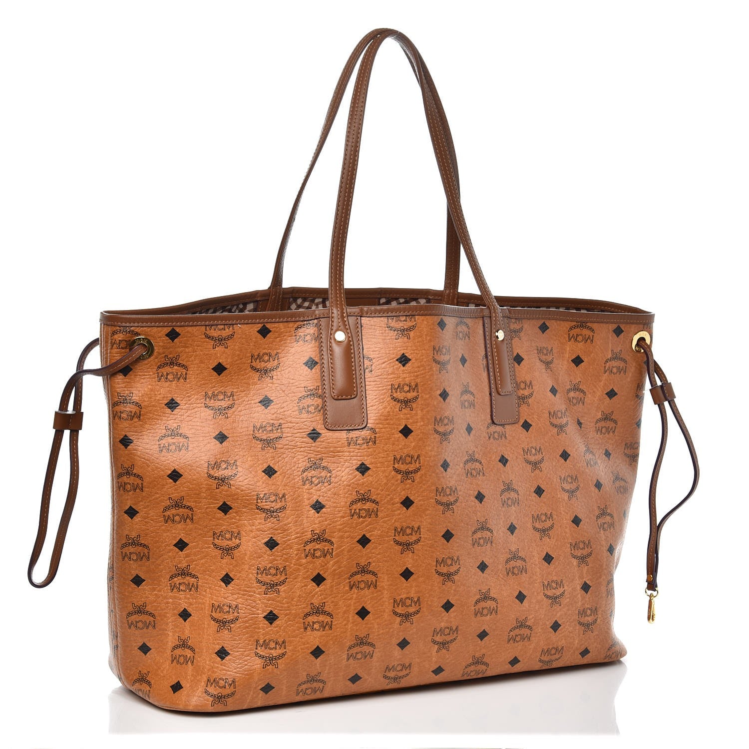 MCM Visetos Large Liz Reversible Shopper Tote Cognac 5 of 13