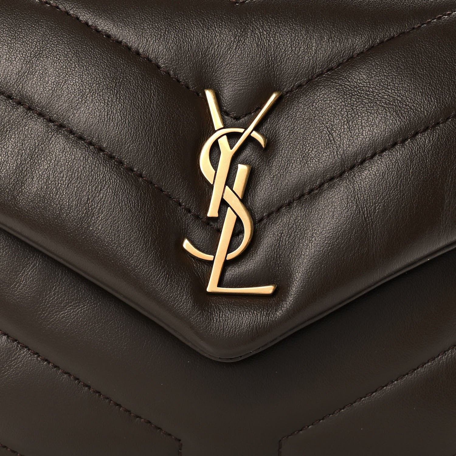 Saint Laurent Calfskin Y Quilted Monogram Toy Loulou Crossbody Bag Soil Brown 8 of 10