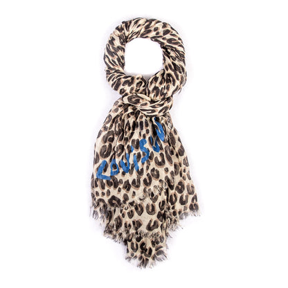 Louis Vuitton Cashmere Silk Leopard Stole Beige 1 of 7