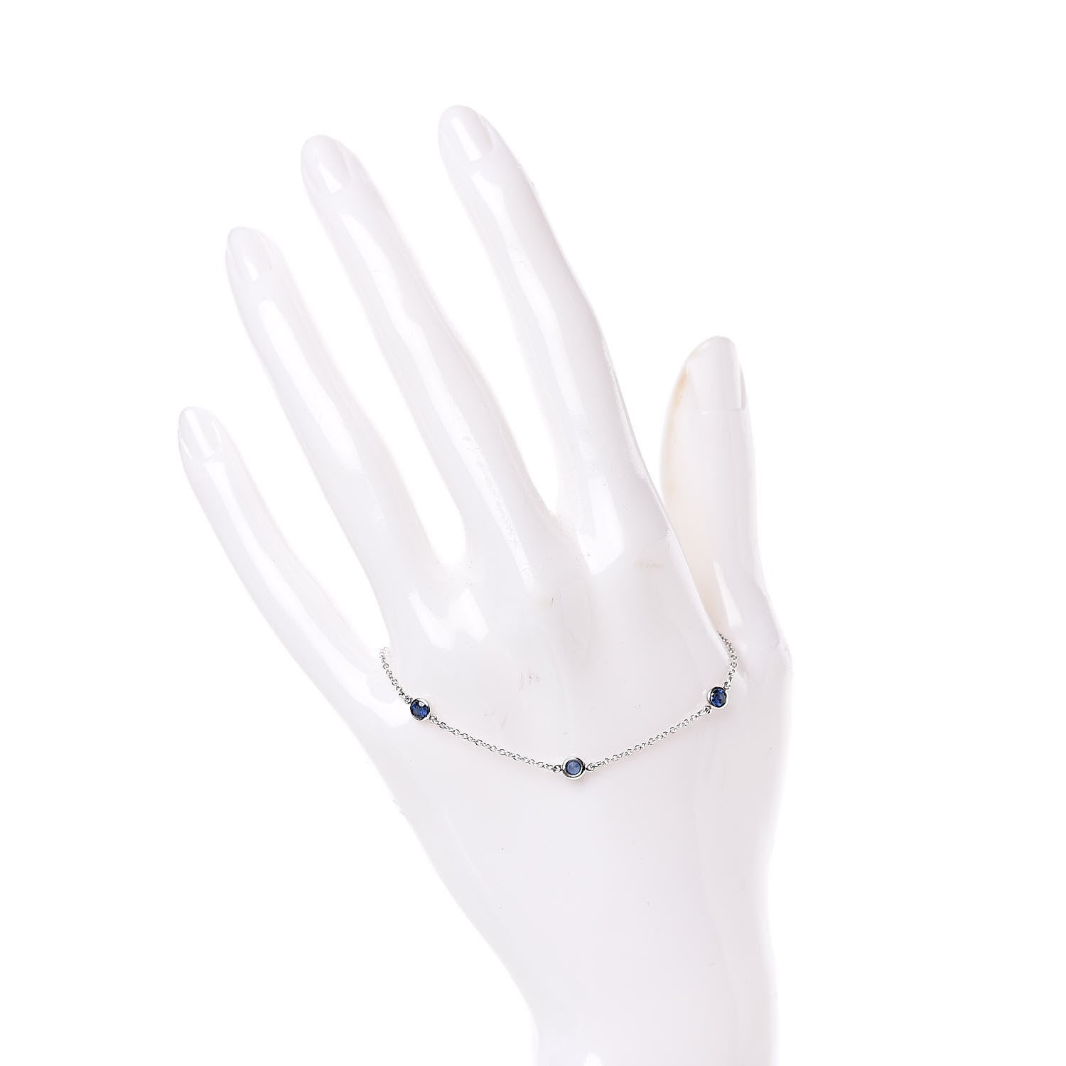 Tiffany Platinum Blue Sapphire Elsa Peretti Color By The Yard Bracelet 2 of 11
