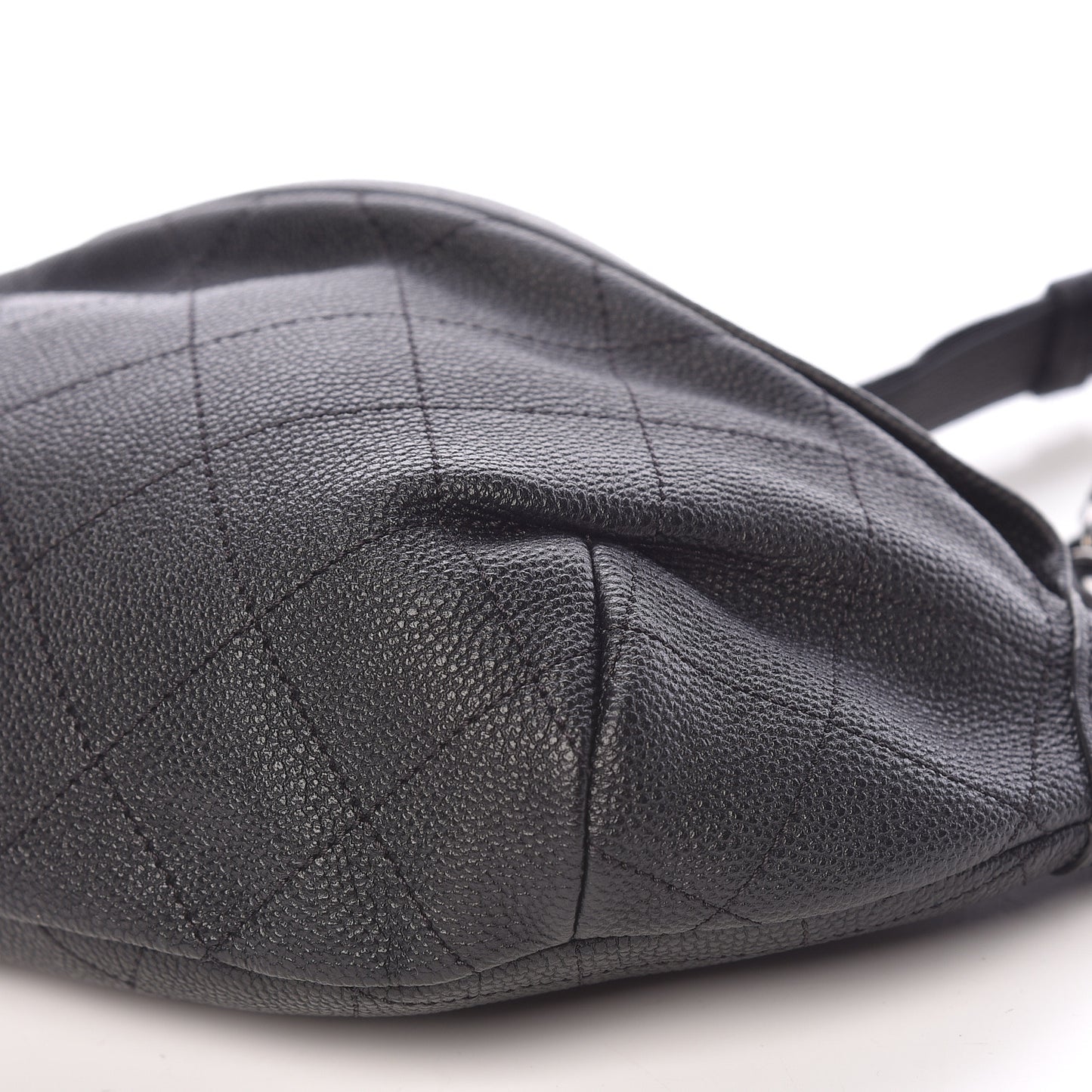 Caviar Stitched Banane Waist Bag Fanny Pack Black