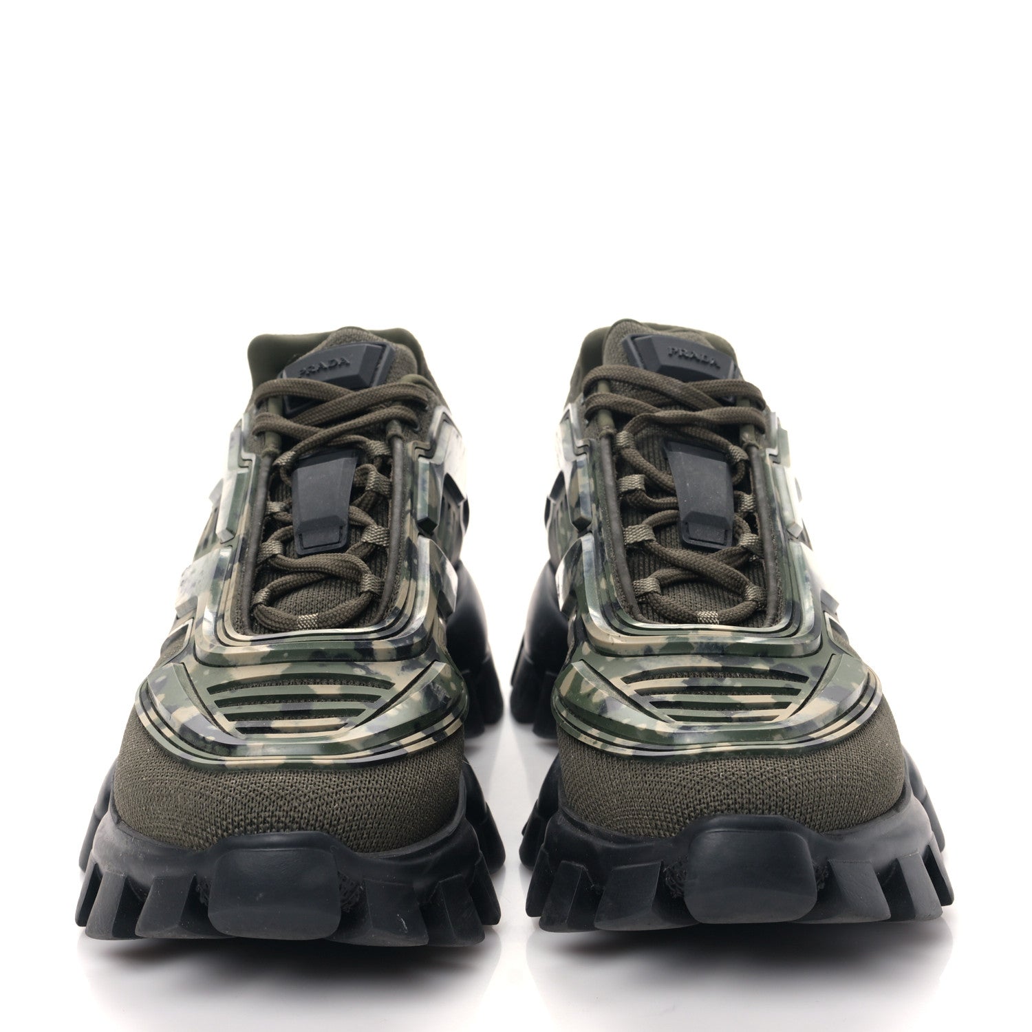 Prada Rubber Knit Fabric Camouflage Mens Cloudbust Thunder Sneakers 7 Militare 2 of 8