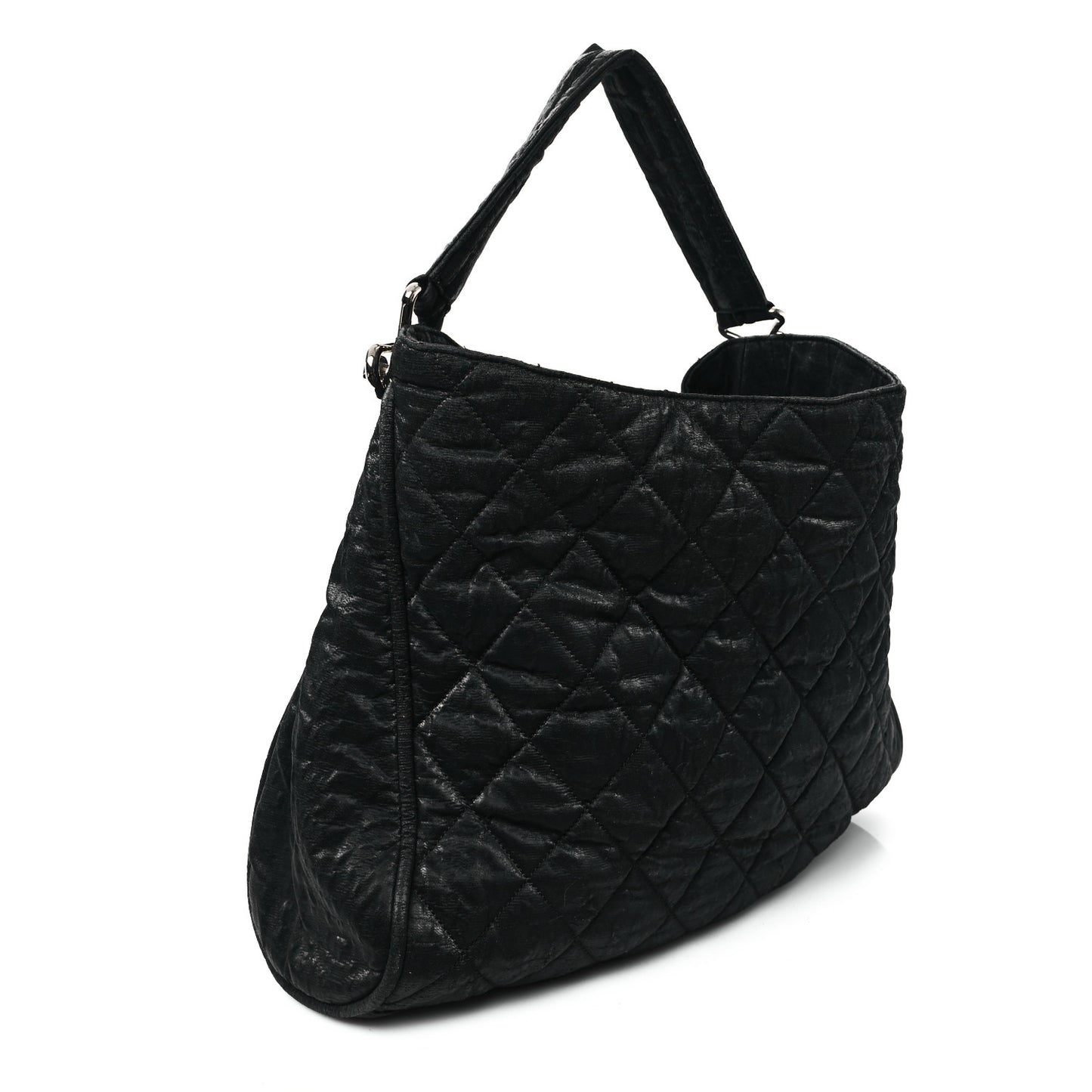 Crinkled Coated Canvas Le Marais Hobo Black