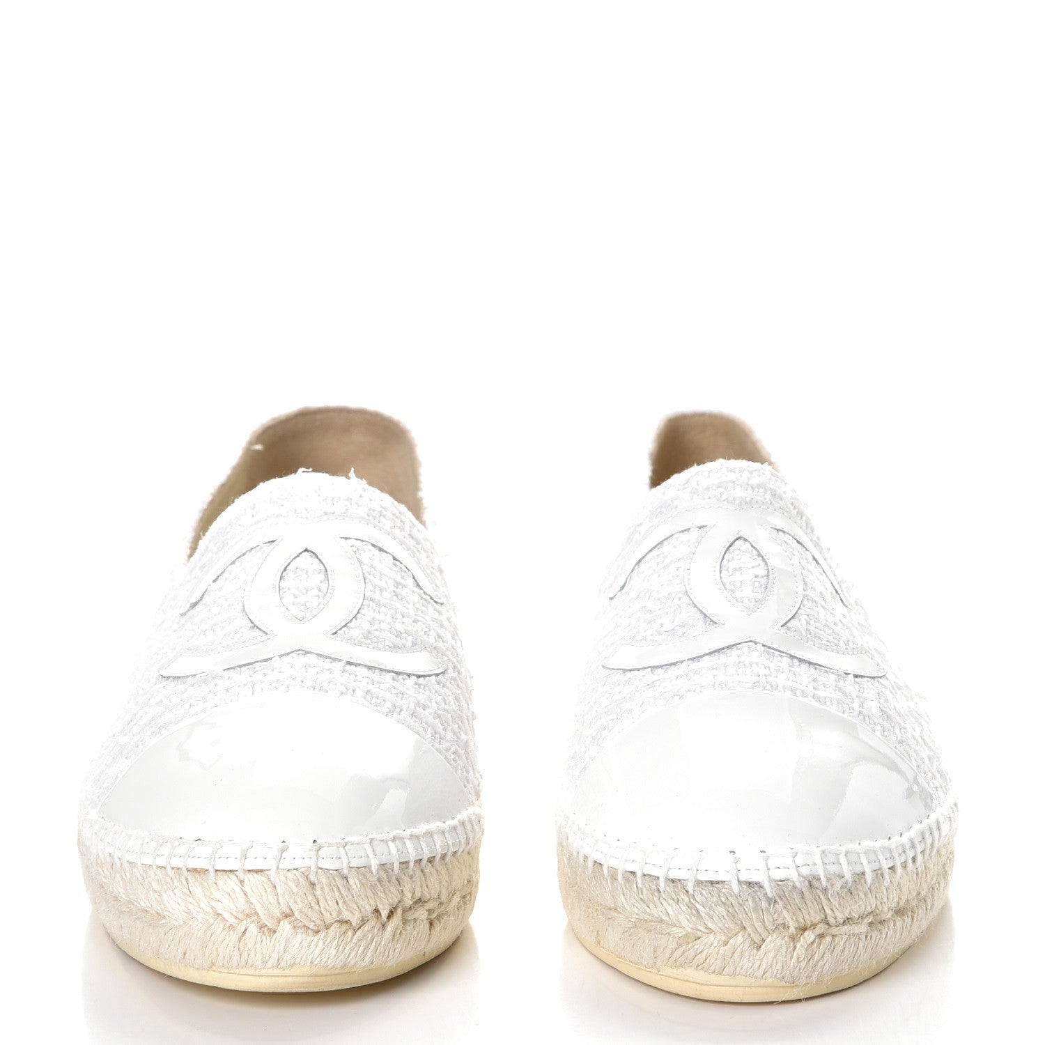Chanel Tweed Patent CC Espadrilles 42 White 2 of 10
