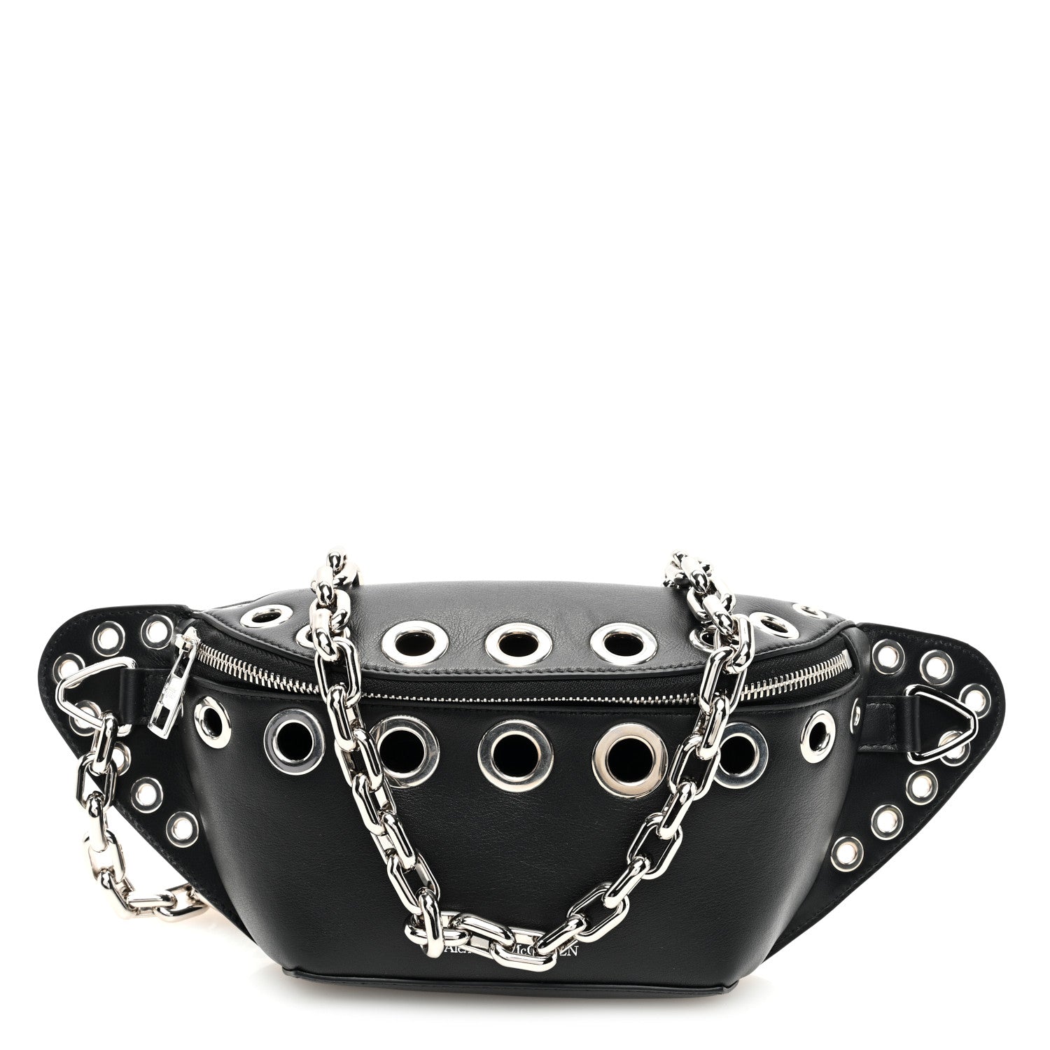 Alexander McQueen Calfskin Biker Embellished Belt Bag Black 1 of 9