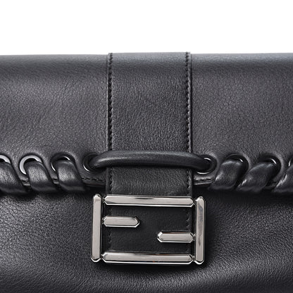 Fendi Vitello Dolce Lace Up Baguette Black 6 of 8