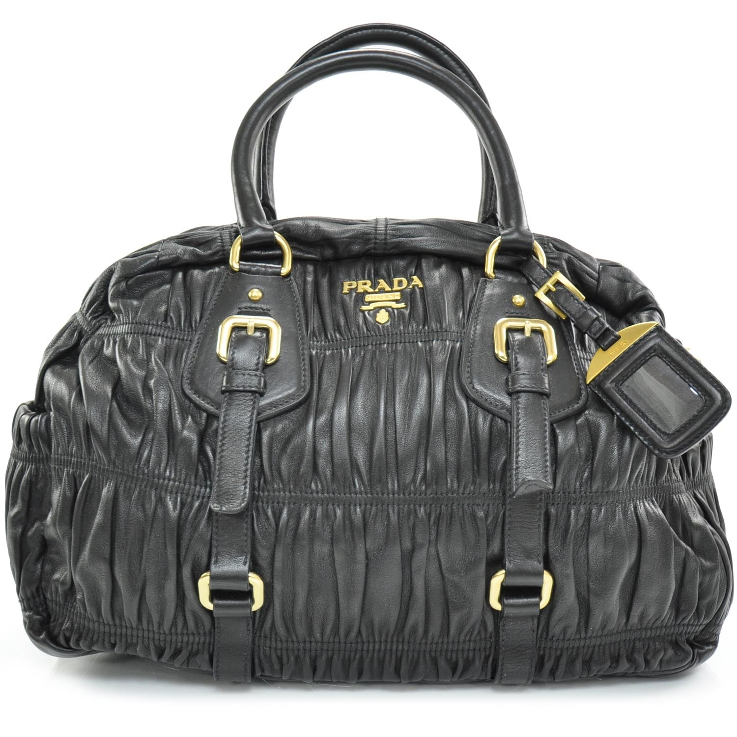 Prada Nappa Leather Gaufre Bauletto Nero Black 1 of 10
