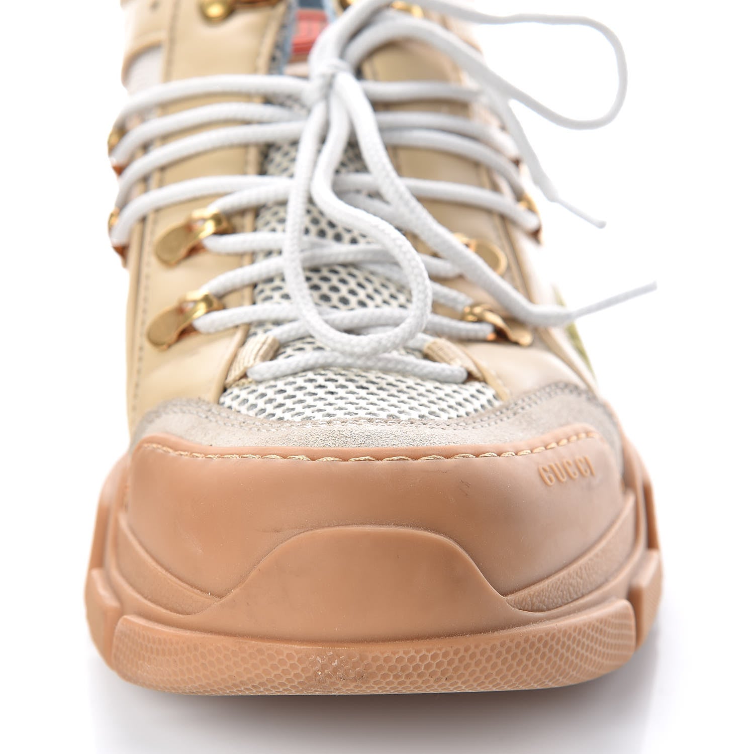 Gucci X SEGA Mesh Canvas Calfskin Removable Crystals Flashtrek Sneakers 41 Mystic White Oatmeal Sand Storm 9 of 9