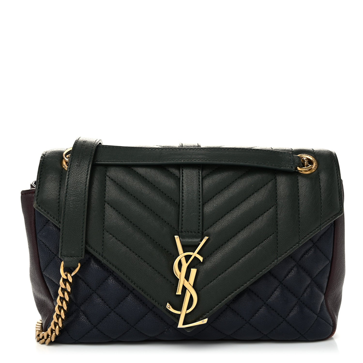 Saint Laurent Sheepskin Tri-Color Tri-Quilt Monogram Medium College Bag 1 of 14