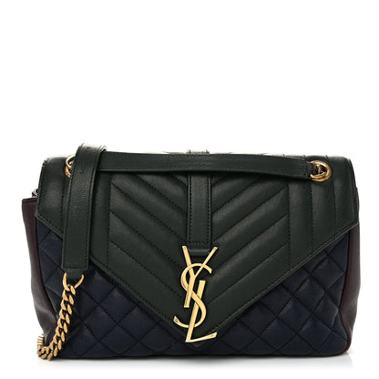 Saint Laurent Sheepskin Tri-Color Tri-Quilt Monogram Medium College Bag 1 of 14