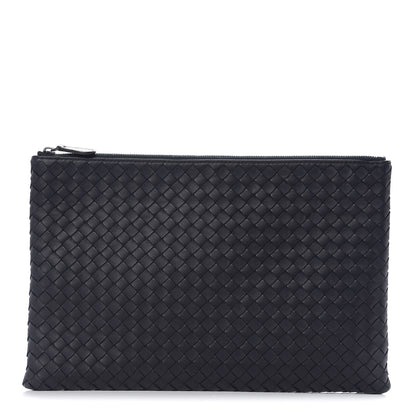 Bottega Veneta Nappa Intrecciato Large Flat Zip Biletto Pouch Black 1 of 7