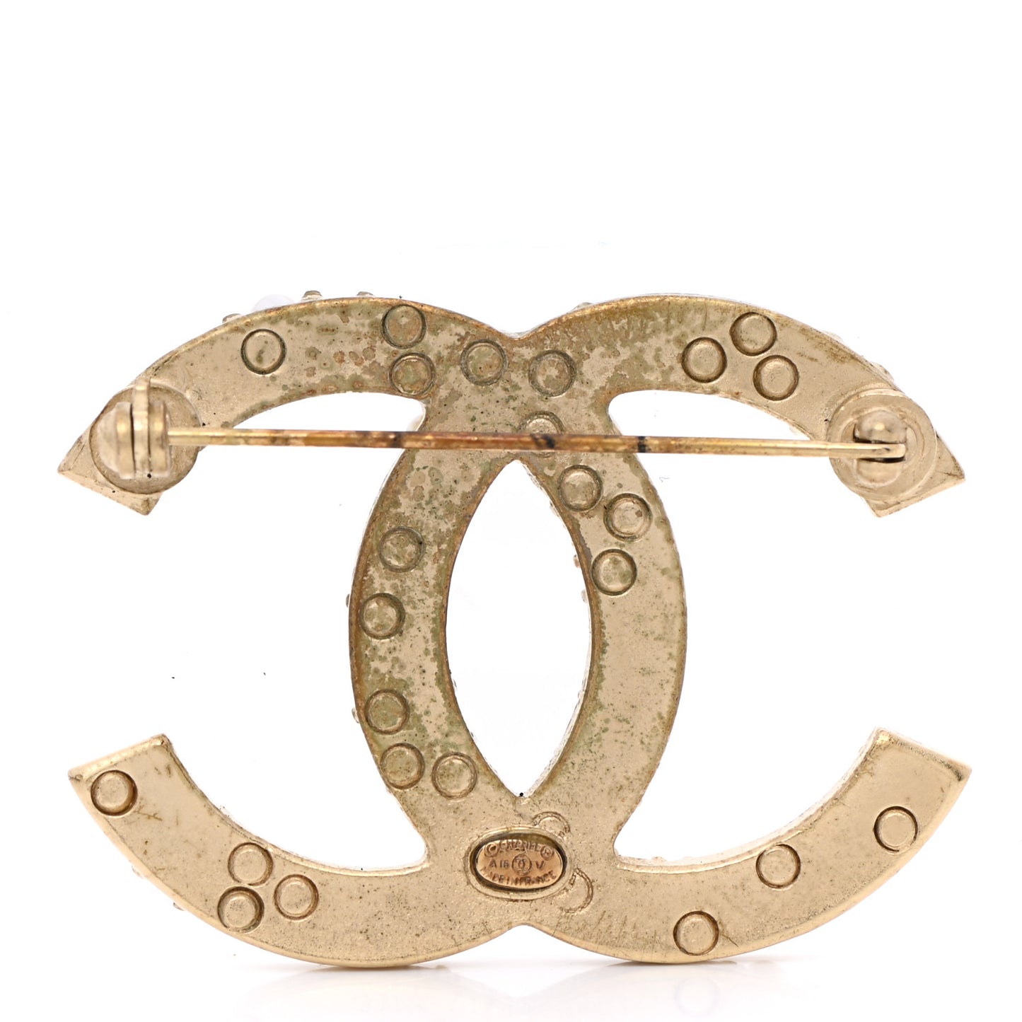 Pearl CC Brooch Gold