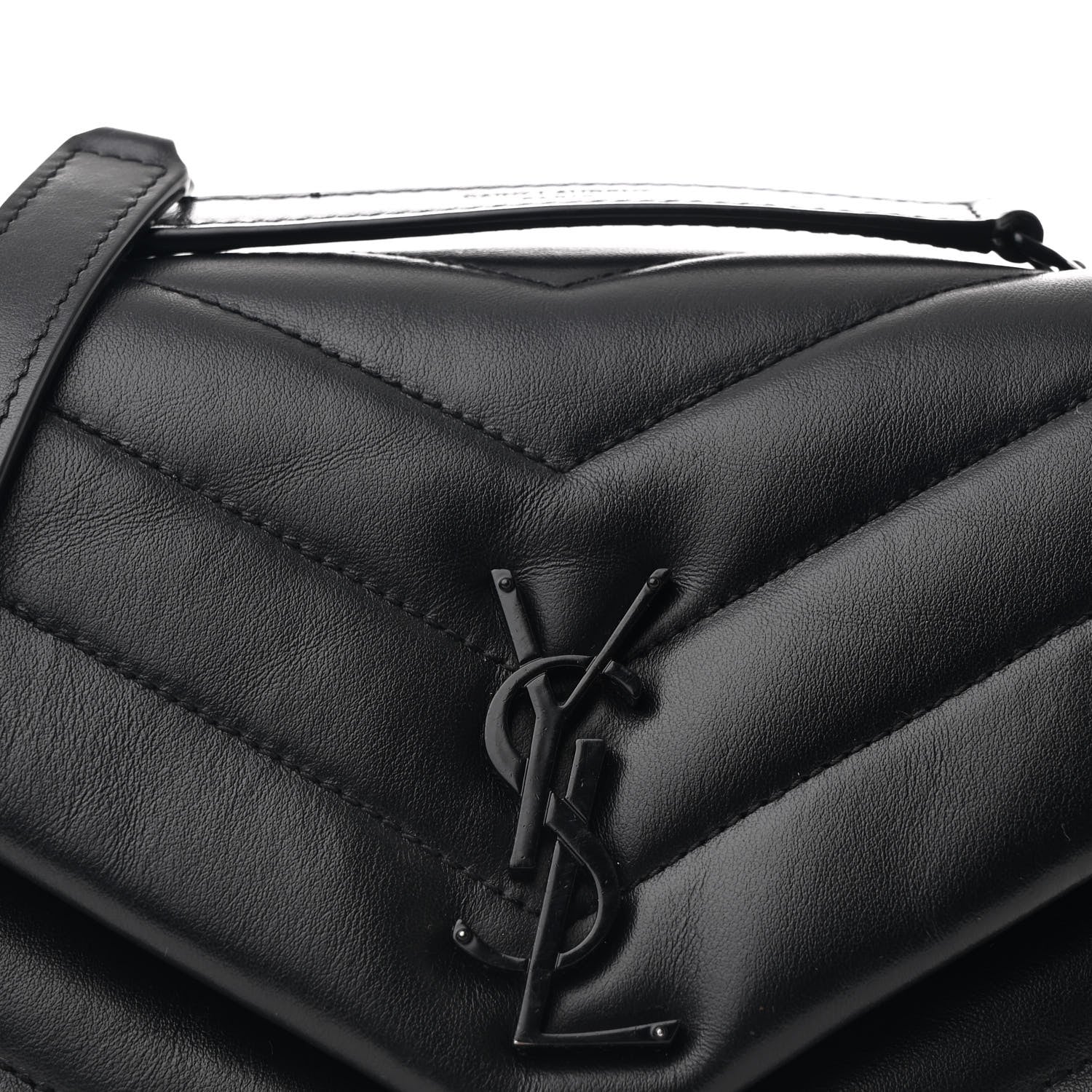 Saint Laurent Calfskin Y Quilted Monogram Monochrome Small Loulou Chain Satchel Black 9 of 12
