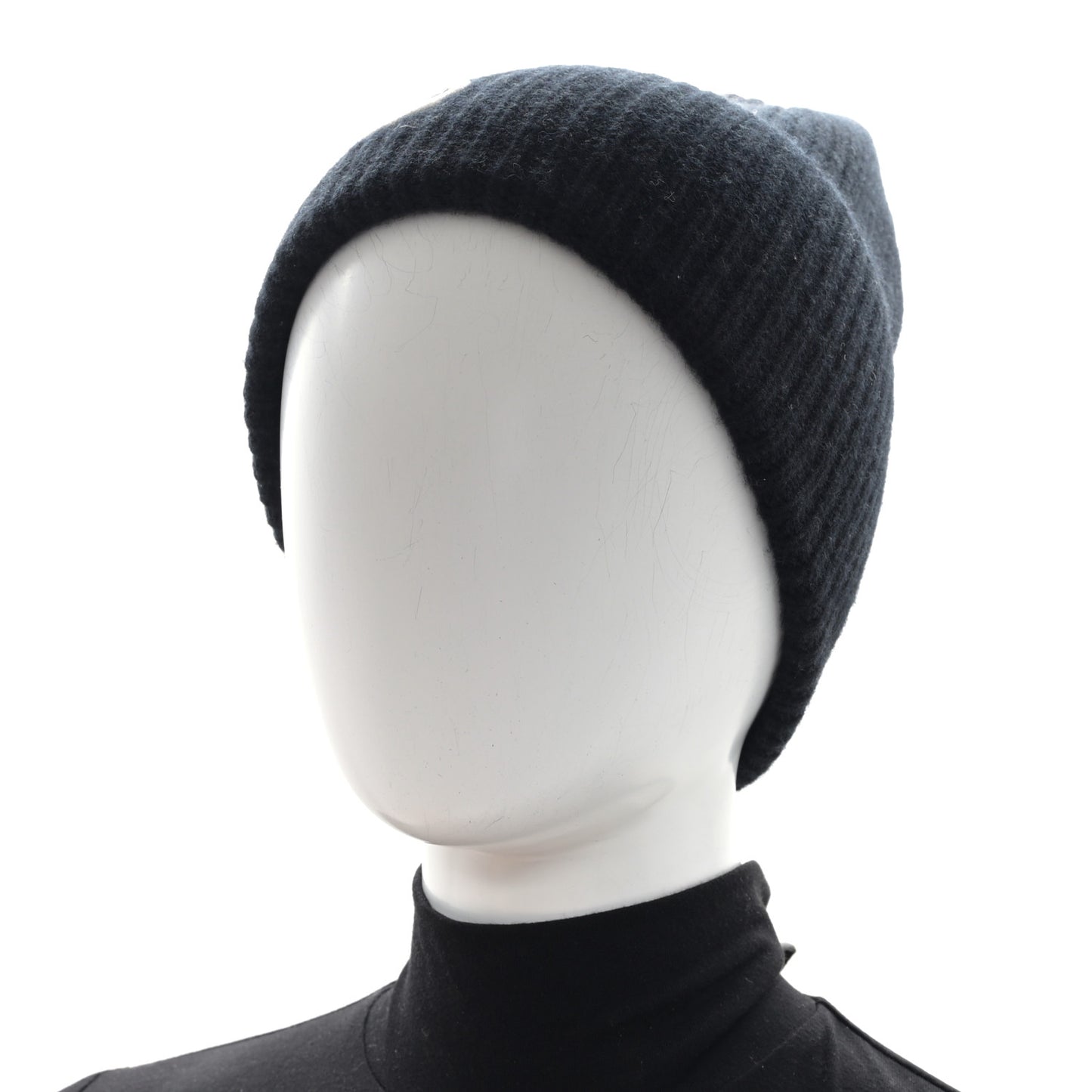 Wool LV Headline Beanie Hat Black