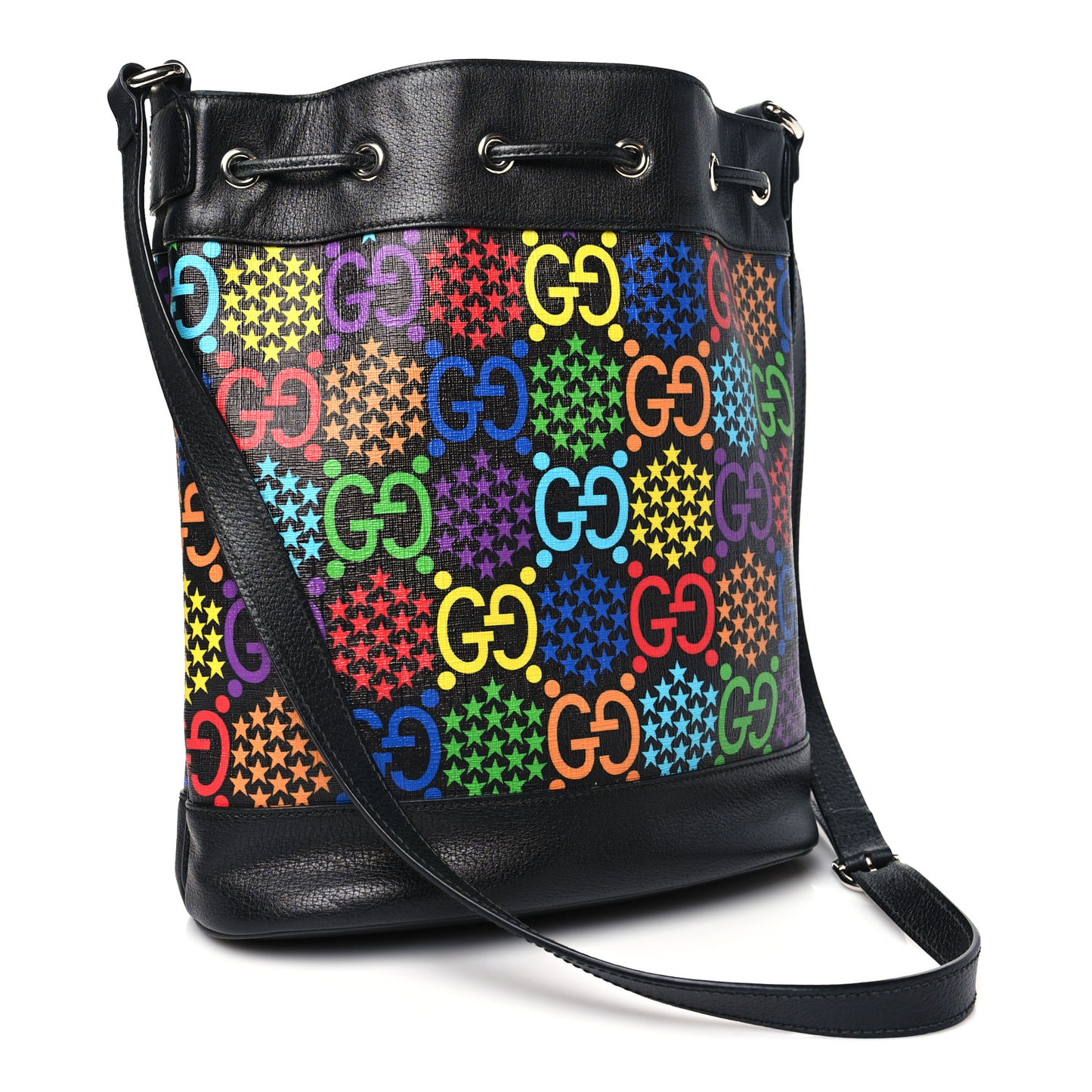 GG Supreme Monogram Psychedelic Bucket Bag Black