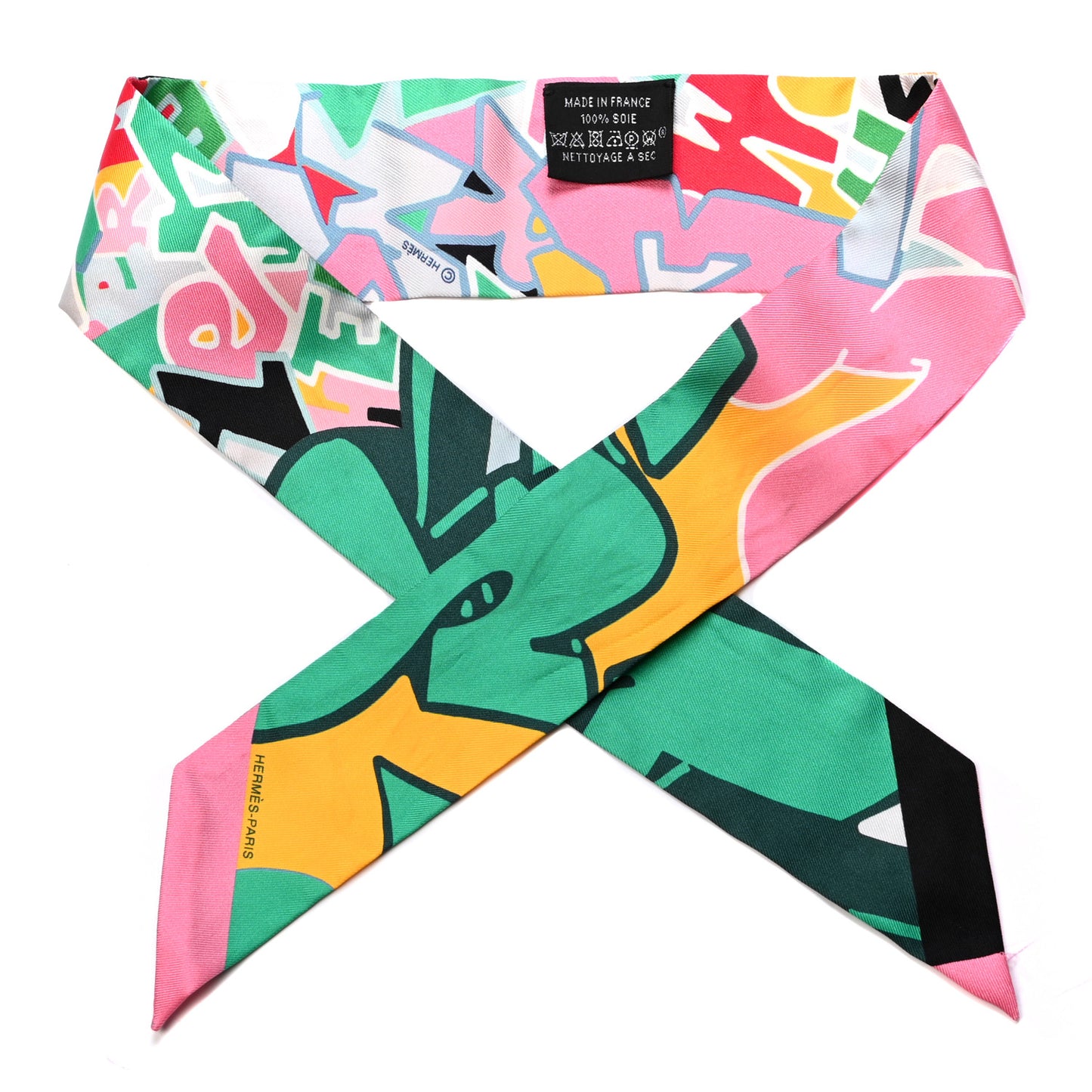 Silk Graff Graffiti Twilly Menthol Rose Jaune