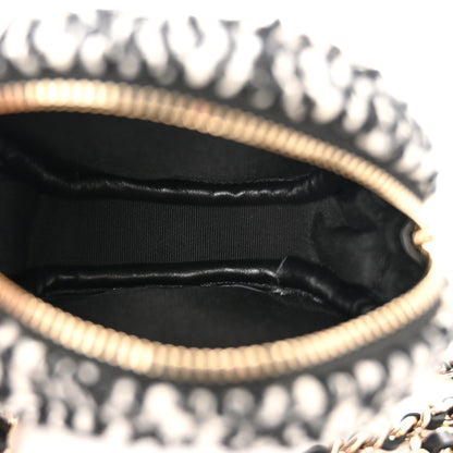 Chanel Tweed Shearling Round Clutch With Chain and Coin Purse Black and White 7 of 14