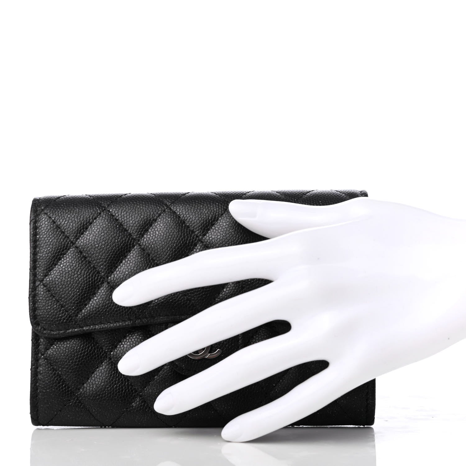 Chanel Iridescent Caviar Quilted Medium Flap Wallet Black 2 of 9
