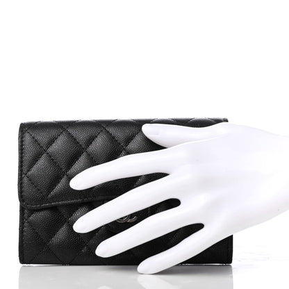 Chanel Iridescent Caviar Quilted Medium Flap Wallet Black 2 of 9