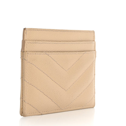 Saint Laurent Grain De Poudre Matelasse Chevron Monogram Credit Card Case Nude Powder 3 of 14