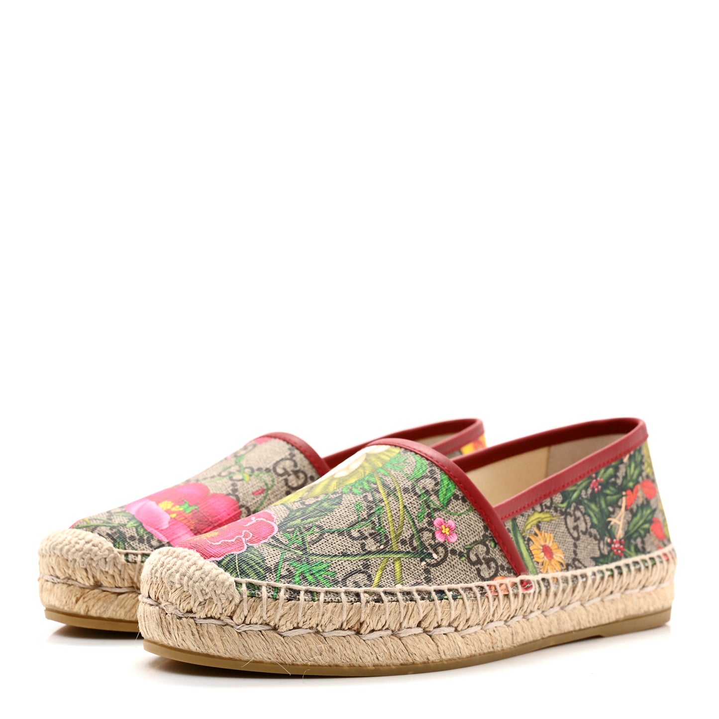 GG Supreme Monogram Blooms Espadrilles 36 Beige Multicolor Dry Rose