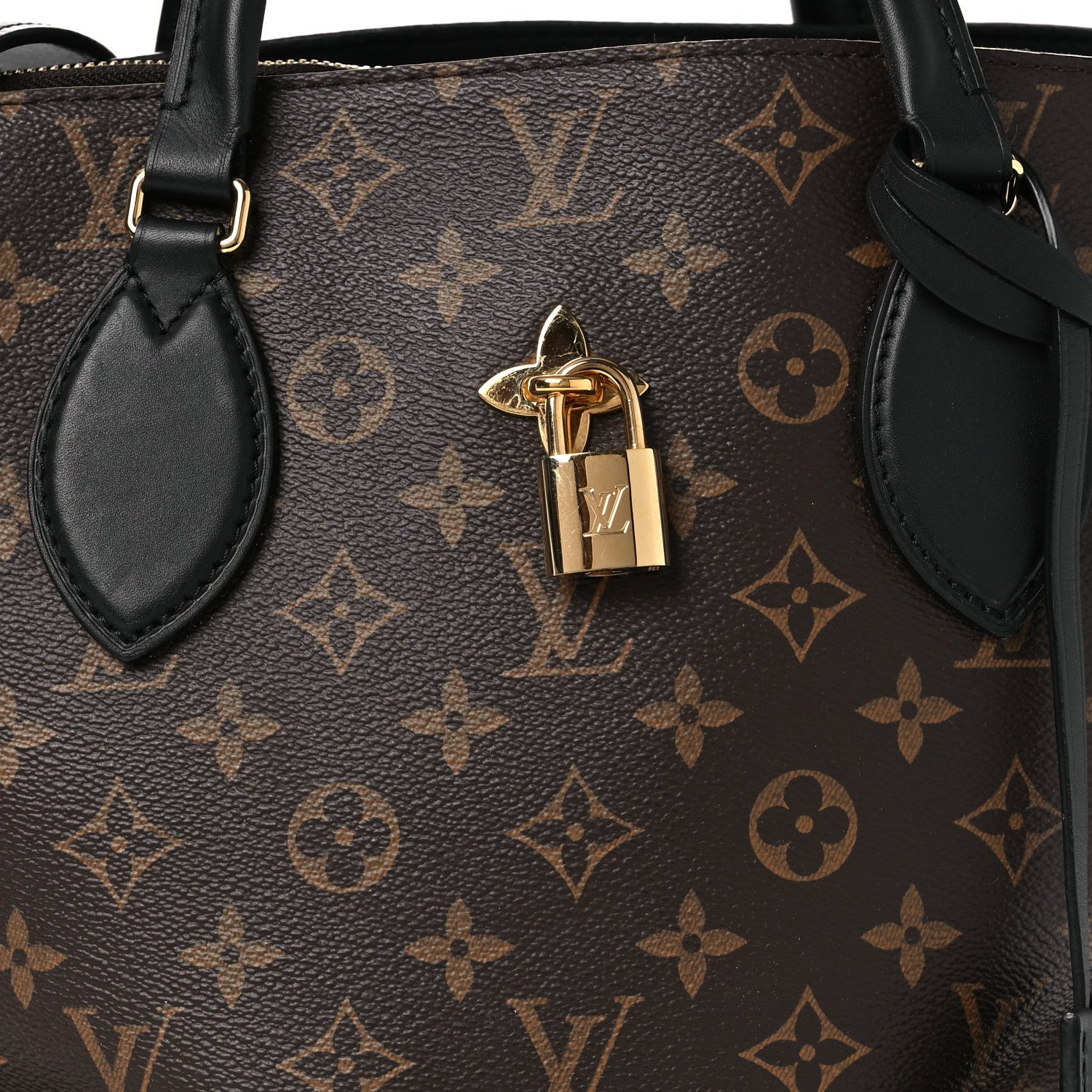 Louis Vuitton Monogram Flower Zipped Tote MM Black 7 of 10
