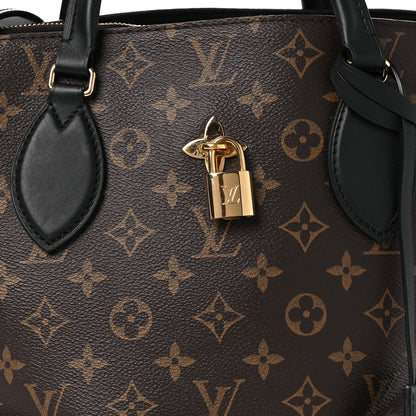 Louis Vuitton Monogram Flower Zipped Tote MM Black 7 of 10