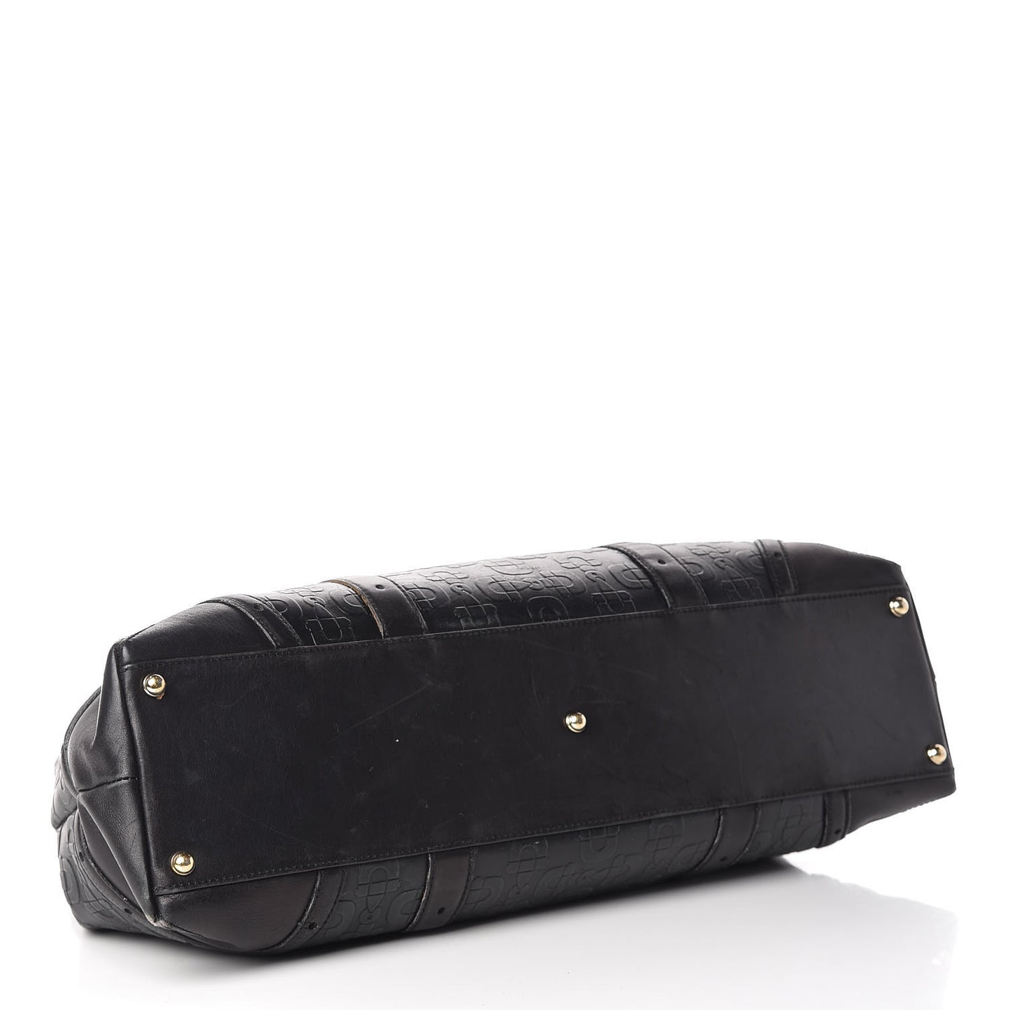 Calfskin Horsebit Embossed Large Glam Shoulder Bag Black