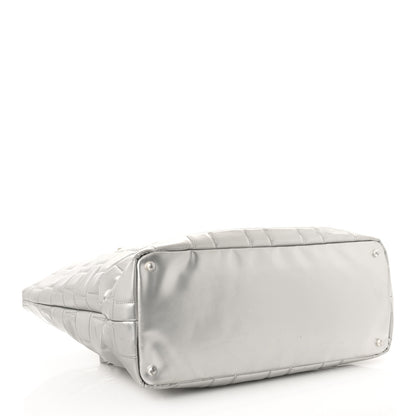 Chanel Vinyl Quilted Frozen Shopping Tote Silver 4 of 13