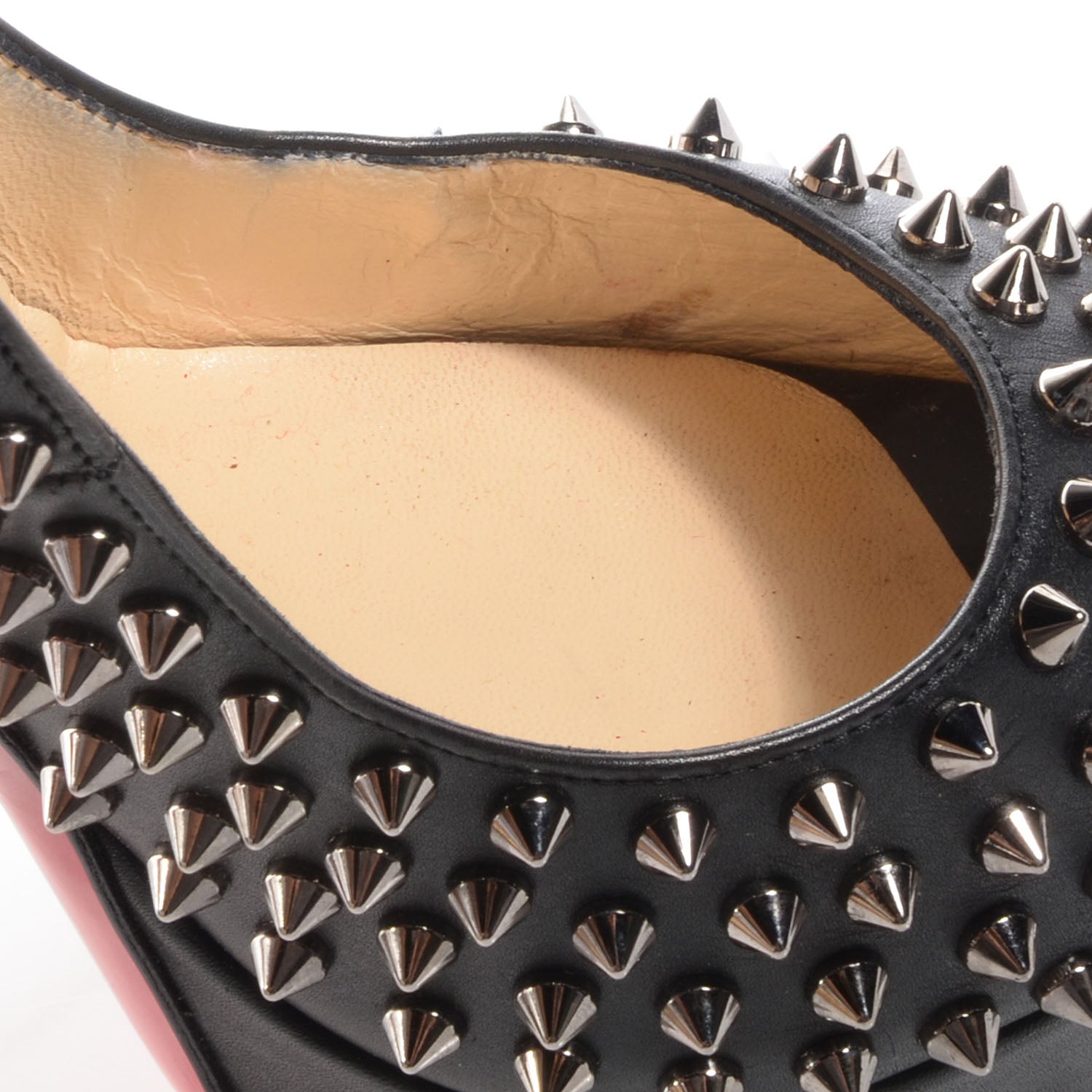 Christian Louboutin Calfskin Lady Peep Spikes VIP 150 Pumps 41 Black Silver 9 of 10