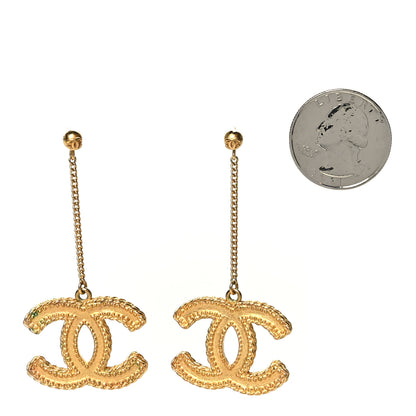 Chanel CC Drop Earrings Matte Gold 2 of 4