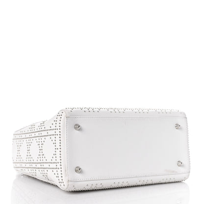 Christian Dior Lambskin Studded Cannage Medium Lady Dior White 4 of 19