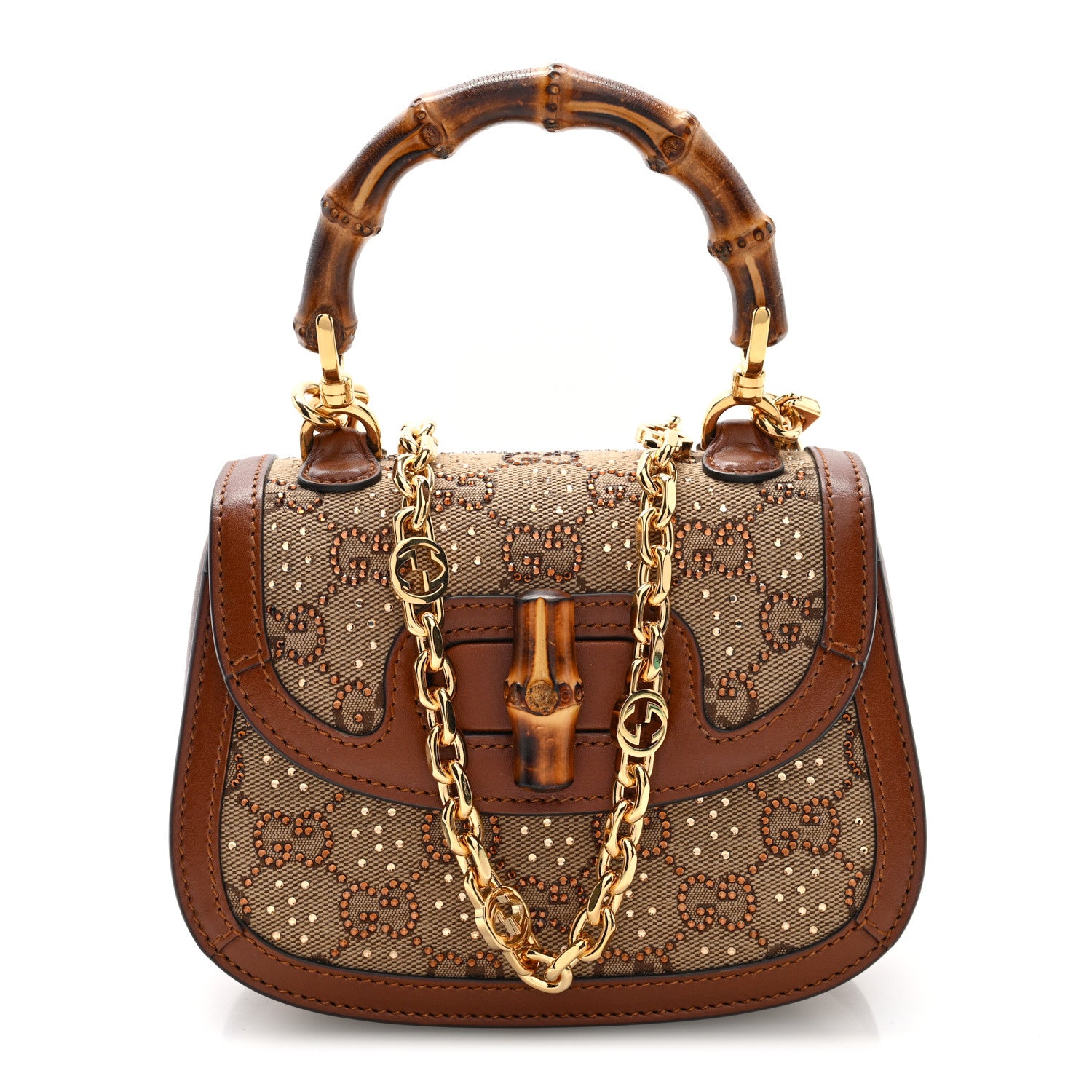Gucci New Canvas Charisma Calfskin Crystal GG Monogram Small