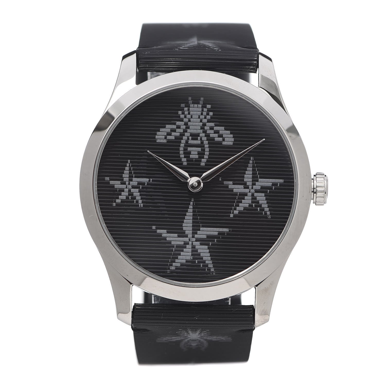 Gucci Stainless Steel Calfskin 38mm G-Timeless Bee Star Hologram Quartz Watch Black 1 of 6
