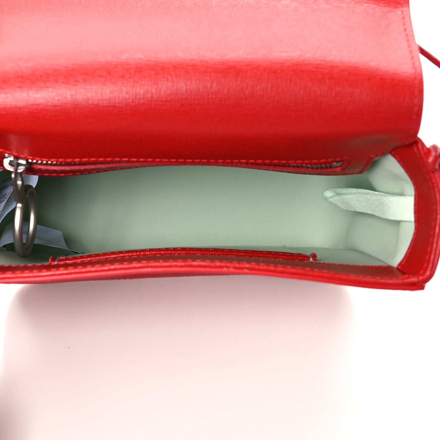 Saffiano Binder Clip Flap Shoulder Bag Red