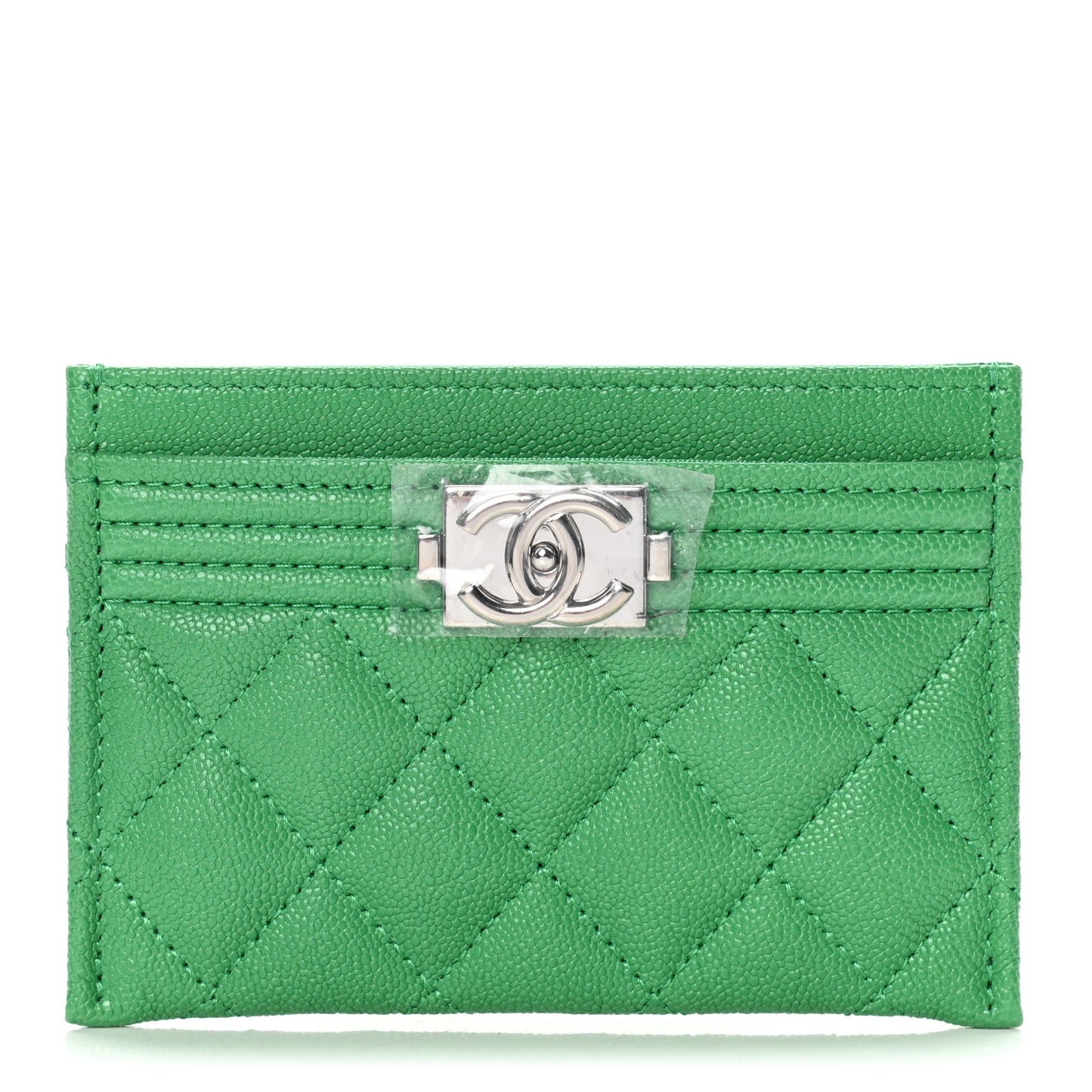 Caviar Quilted Boy Card Holder Green