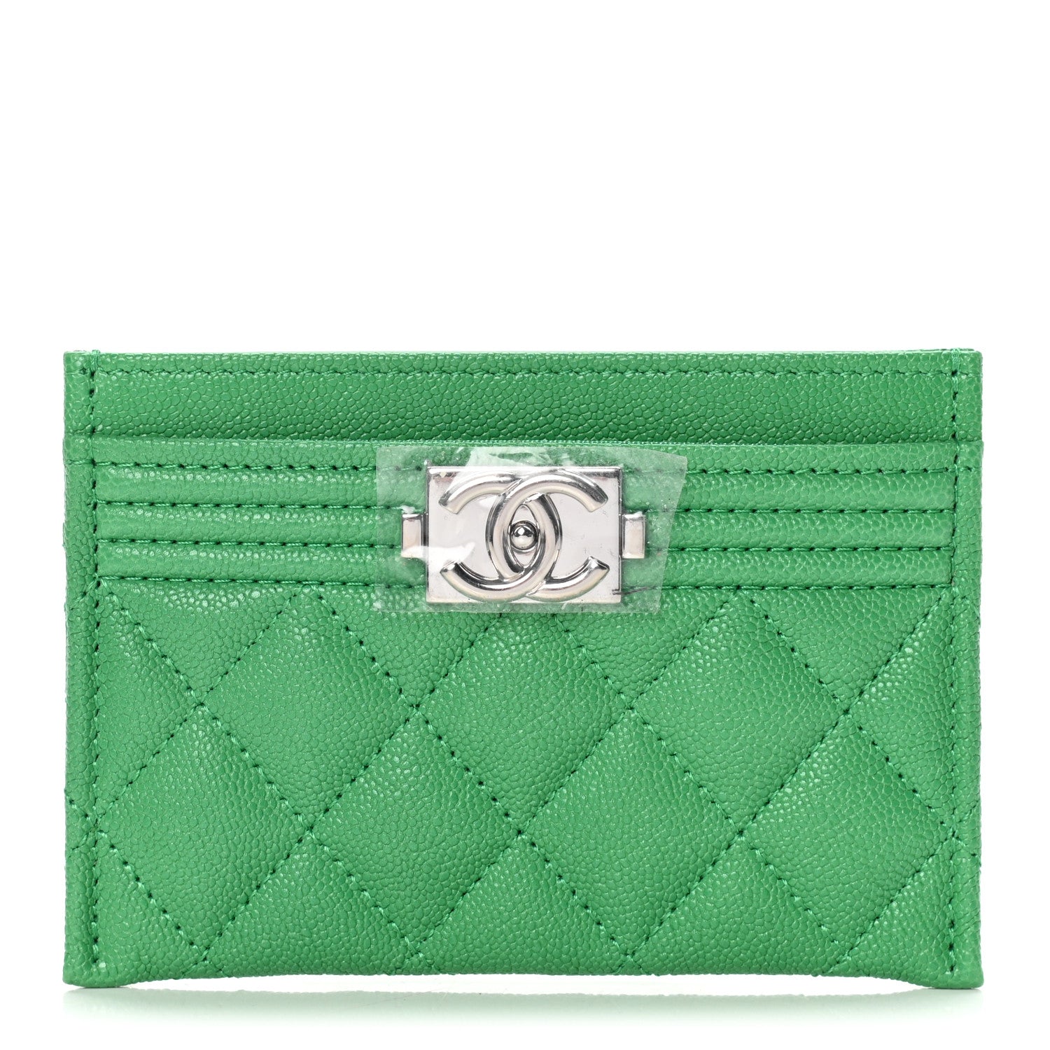 Chanel Caviar Quilted Boy Card Holder Green 1 of 6