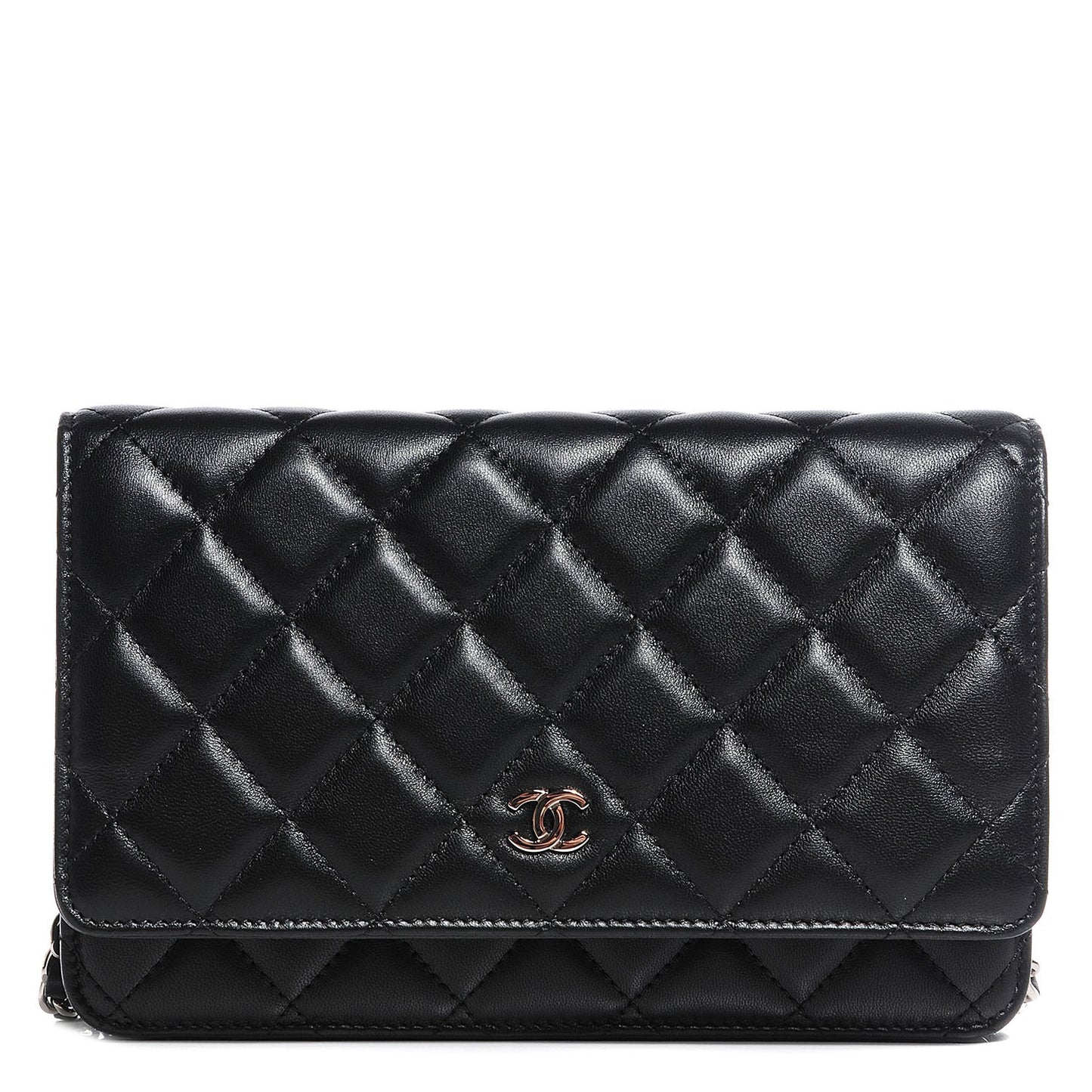 Lambskin Wallet On Chain WOC Black