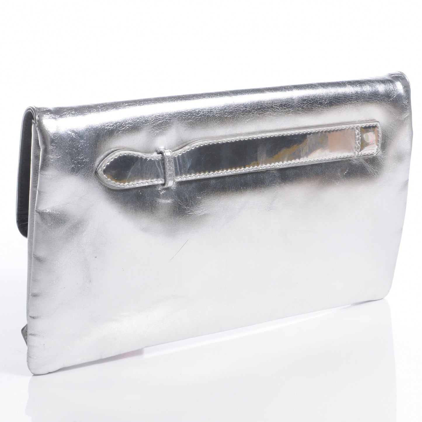 Laminated Calfskin Giant 21 Envelope Clutch Silver Hardware