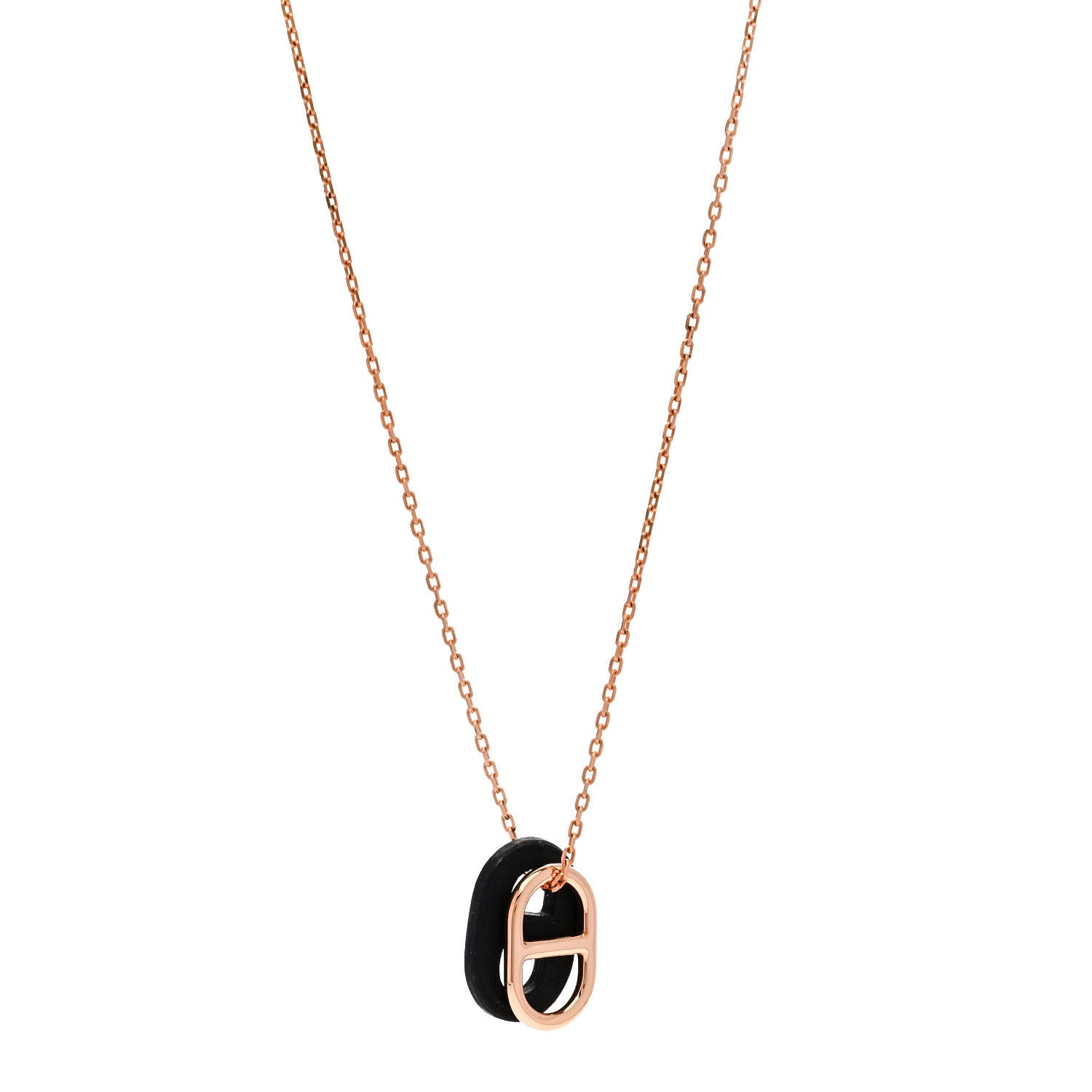 Hermes Swift O'Maillon Pendant Necklace Black 1 of 8