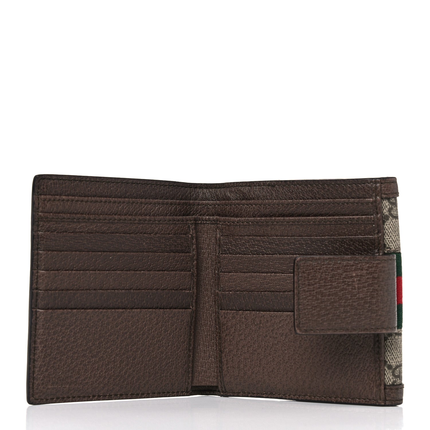 Gucci GG Supreme Monogram Web Ophidia French Flap Wallet Beige New Acero 5 of 14