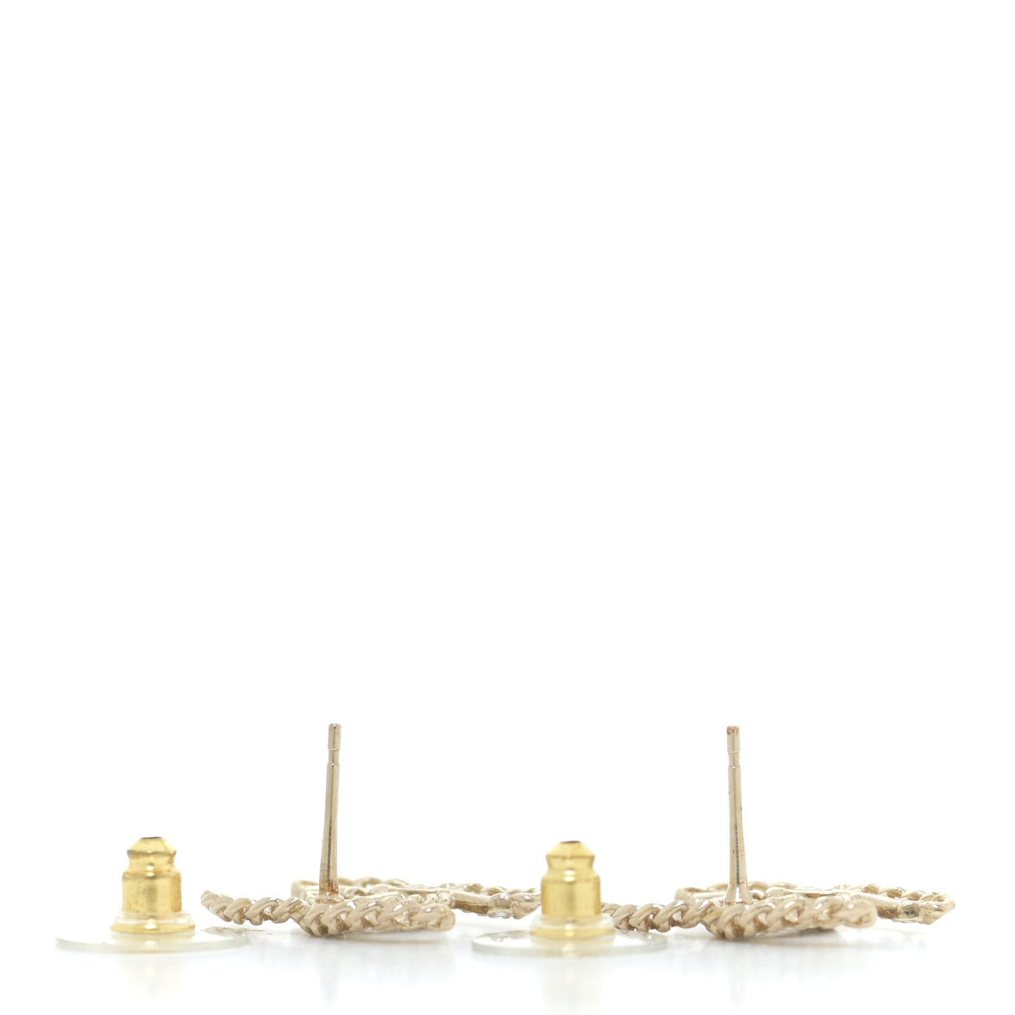 Crystal Chain CC Earrings Gold