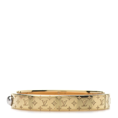Louis Vuitton Brass Monogram Nanogram Cuff S Gold 1 of 8