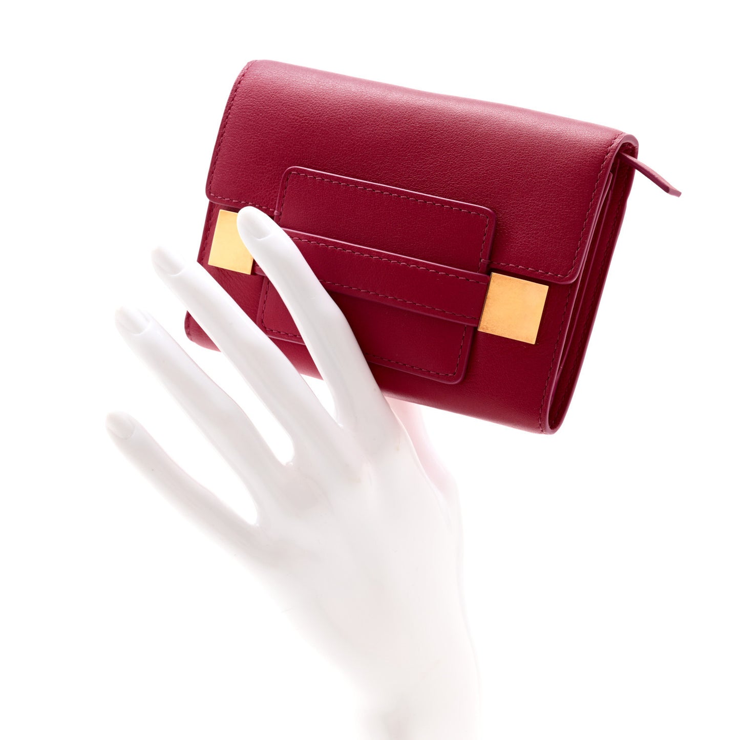 Calfskin Madam Tri-Fold Wallet Framboise