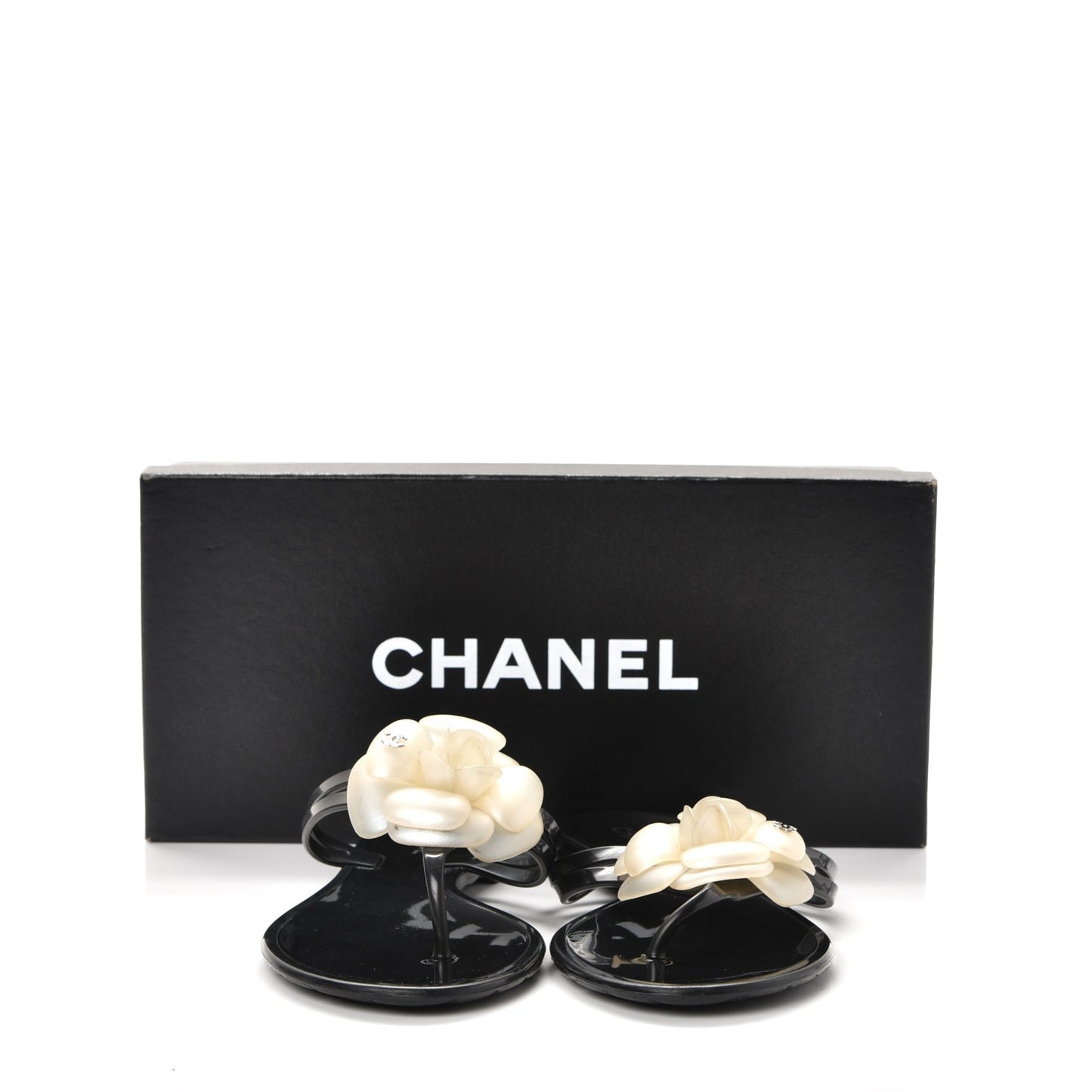Jelly Camellia Thong Sandals 39 Black Ivory