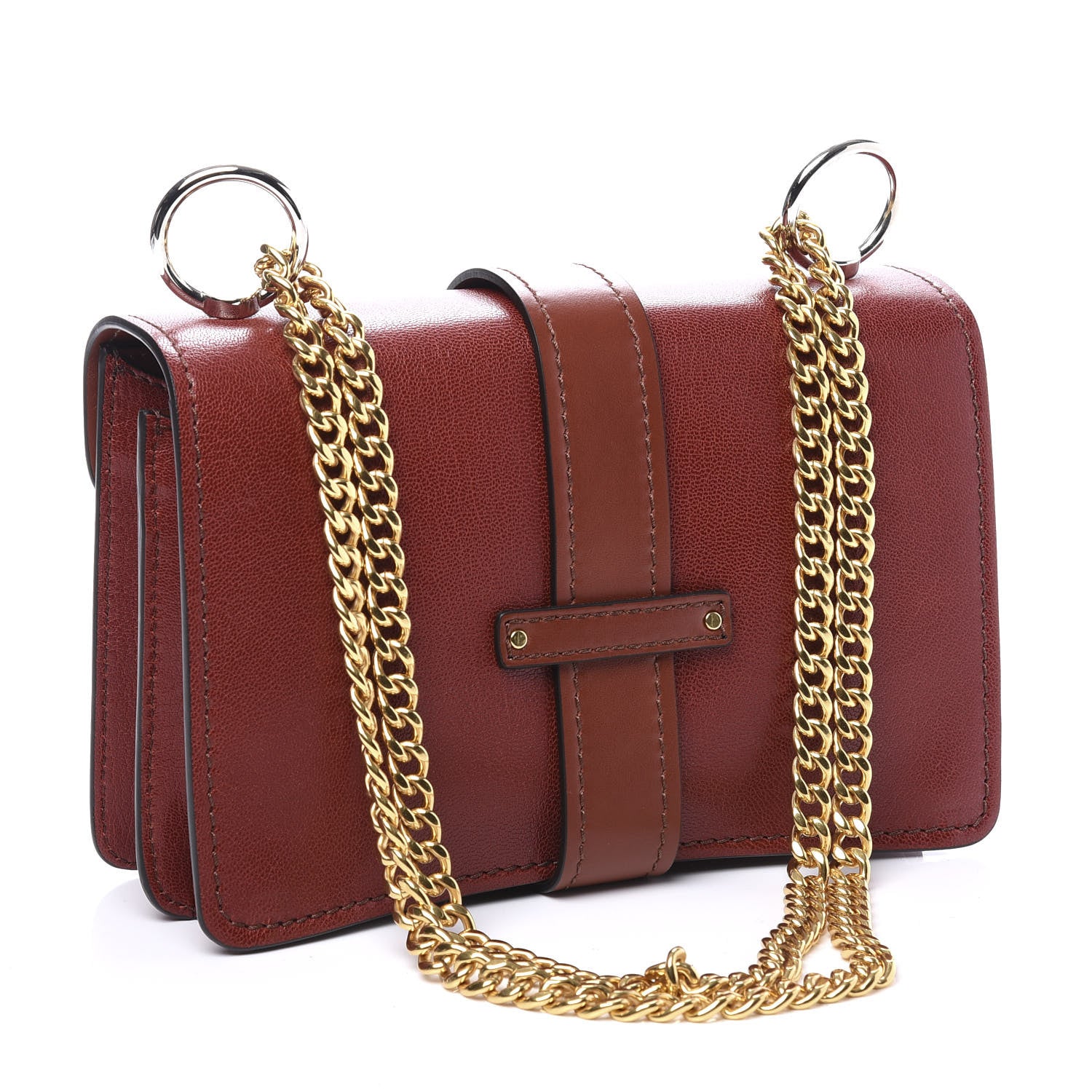 Chloe Shiny Goatskin Calfskin Aby Chain Shoulder Bag Sepia Brown 2 of 10
