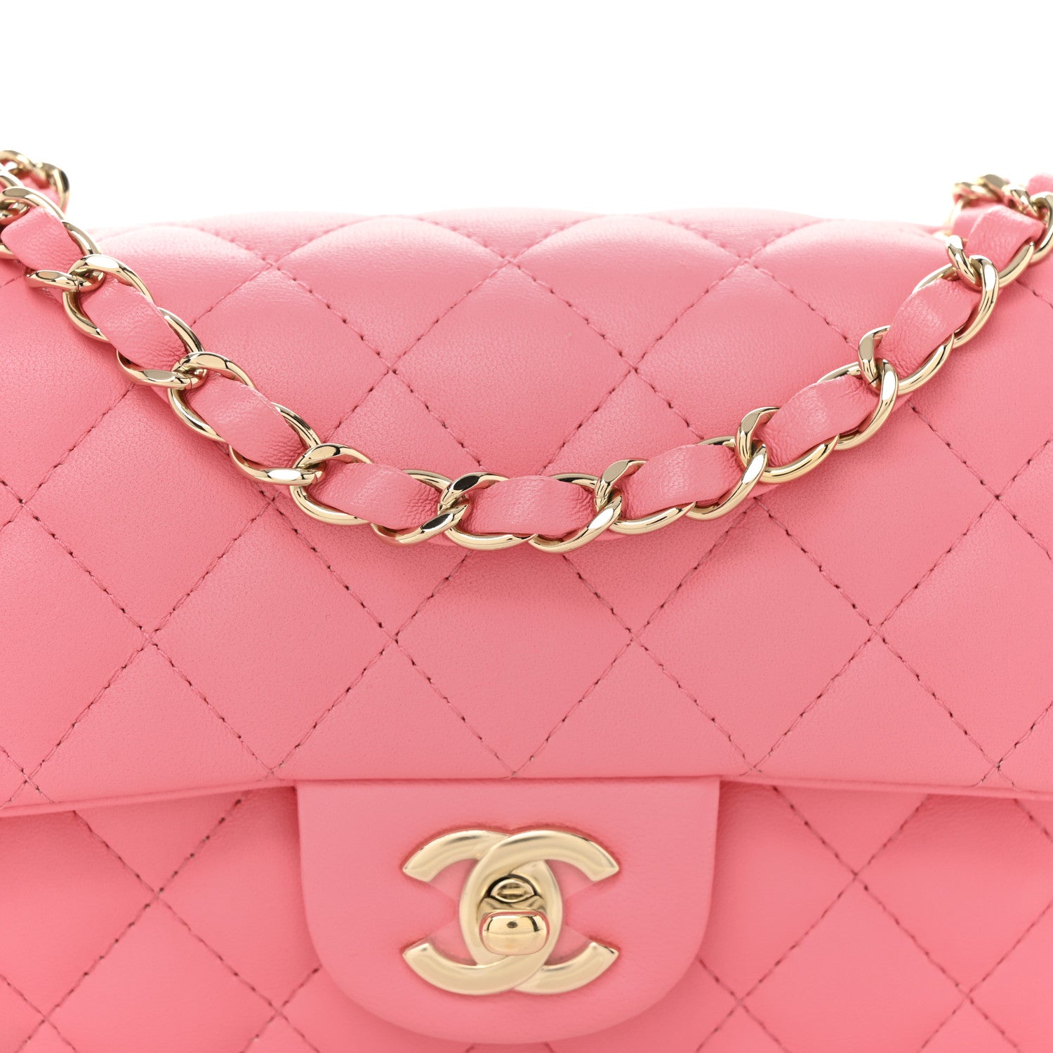 Chanel Lambskin Quilted Mini Rectangular Flap Pink 8 of 11